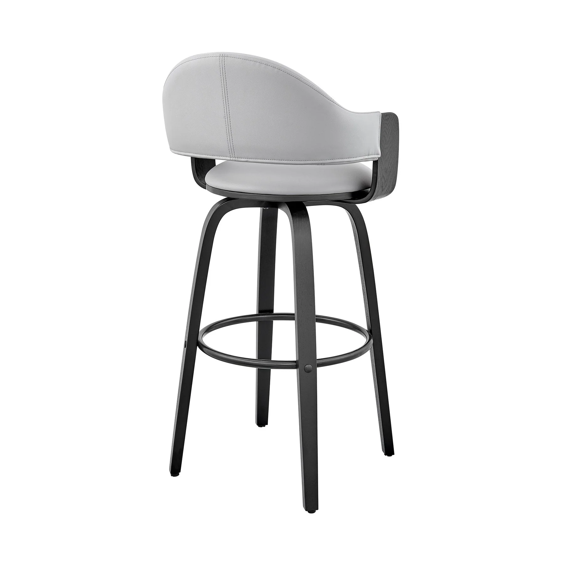 Daxton 26" Gray Faux Leather and Black Wood Bar Stool - Image 4