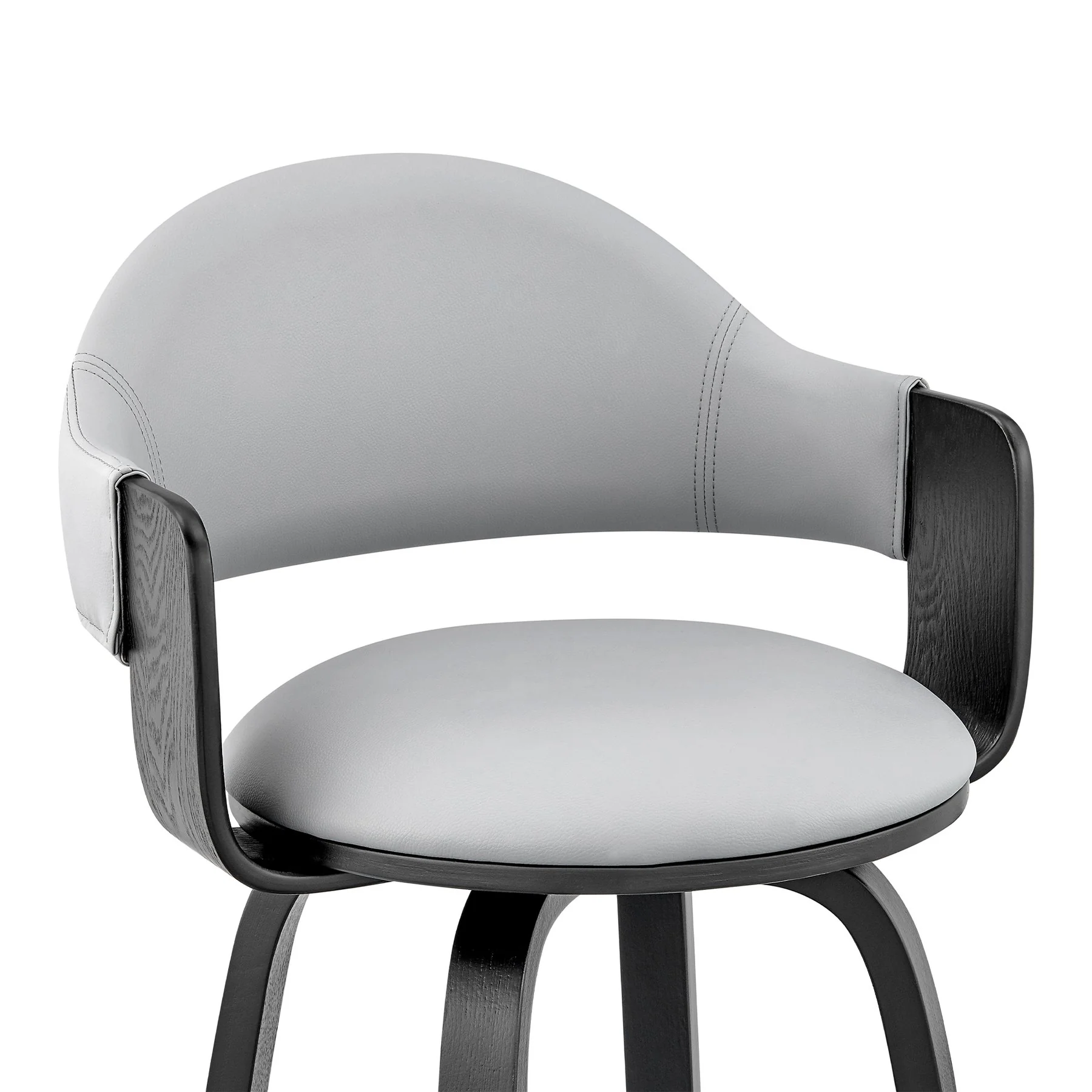 Daxton 26" Gray Faux Leather and Black Wood Bar Stool - Image 6