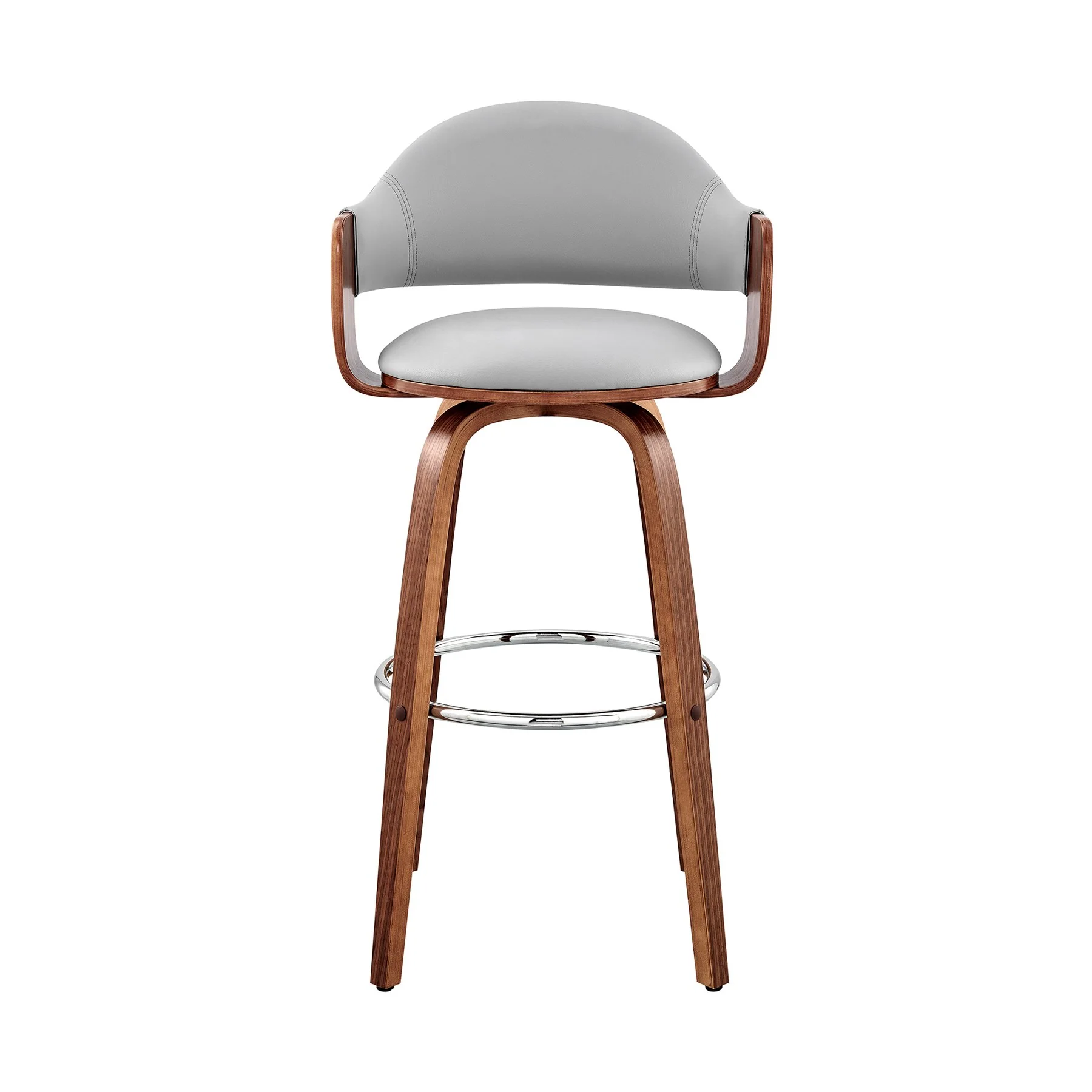 Daxton 26" Gray Faux Leather and Walnut Wood Bar Stool - Image 2