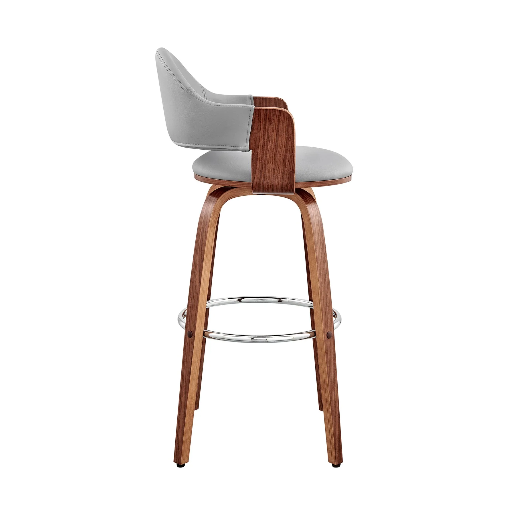 Daxton 26" Gray Faux Leather and Walnut Wood Bar Stool - Image 3