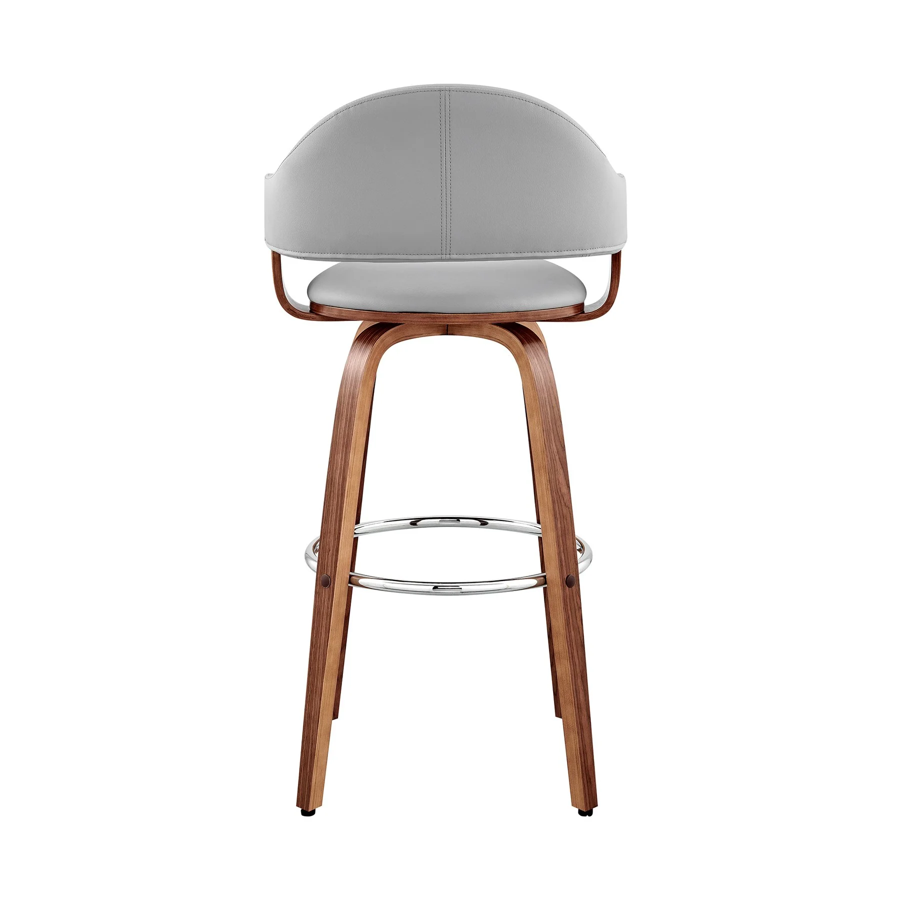Daxton 26" Gray Faux Leather and Walnut Wood Bar Stool - Image 5