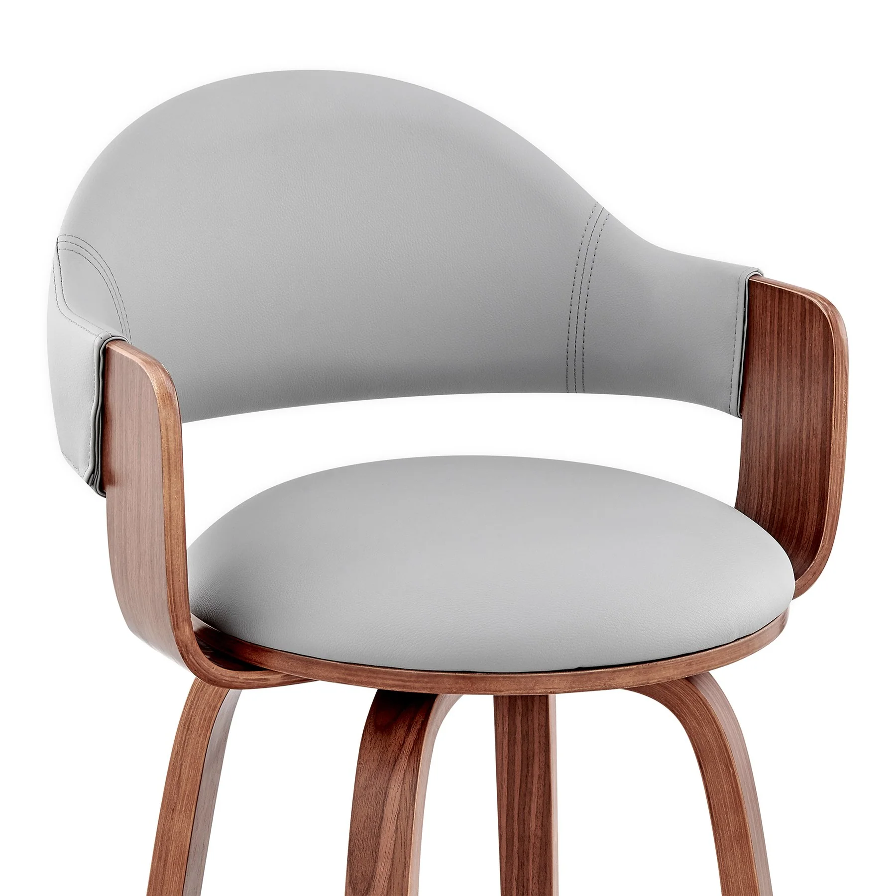 Daxton 26" Gray Faux Leather and Walnut Wood Bar Stool - Image 6