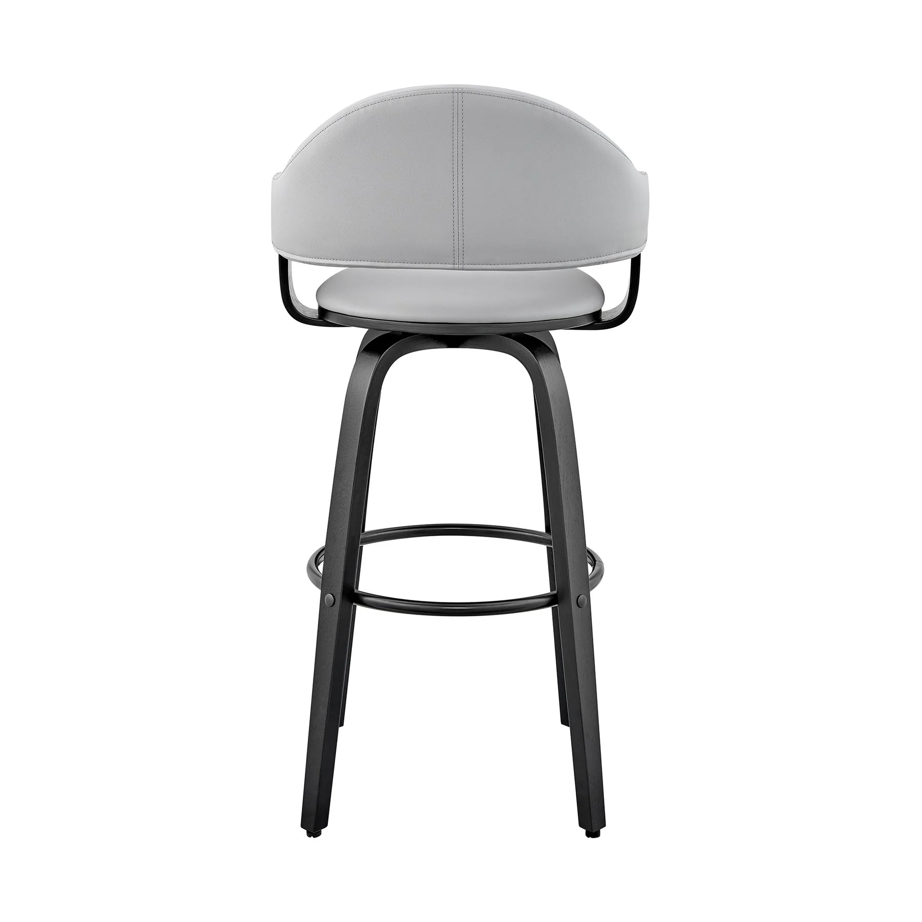 Daxton 30" Gray Faux Leather and Black Wood Bar Stool - Image 5