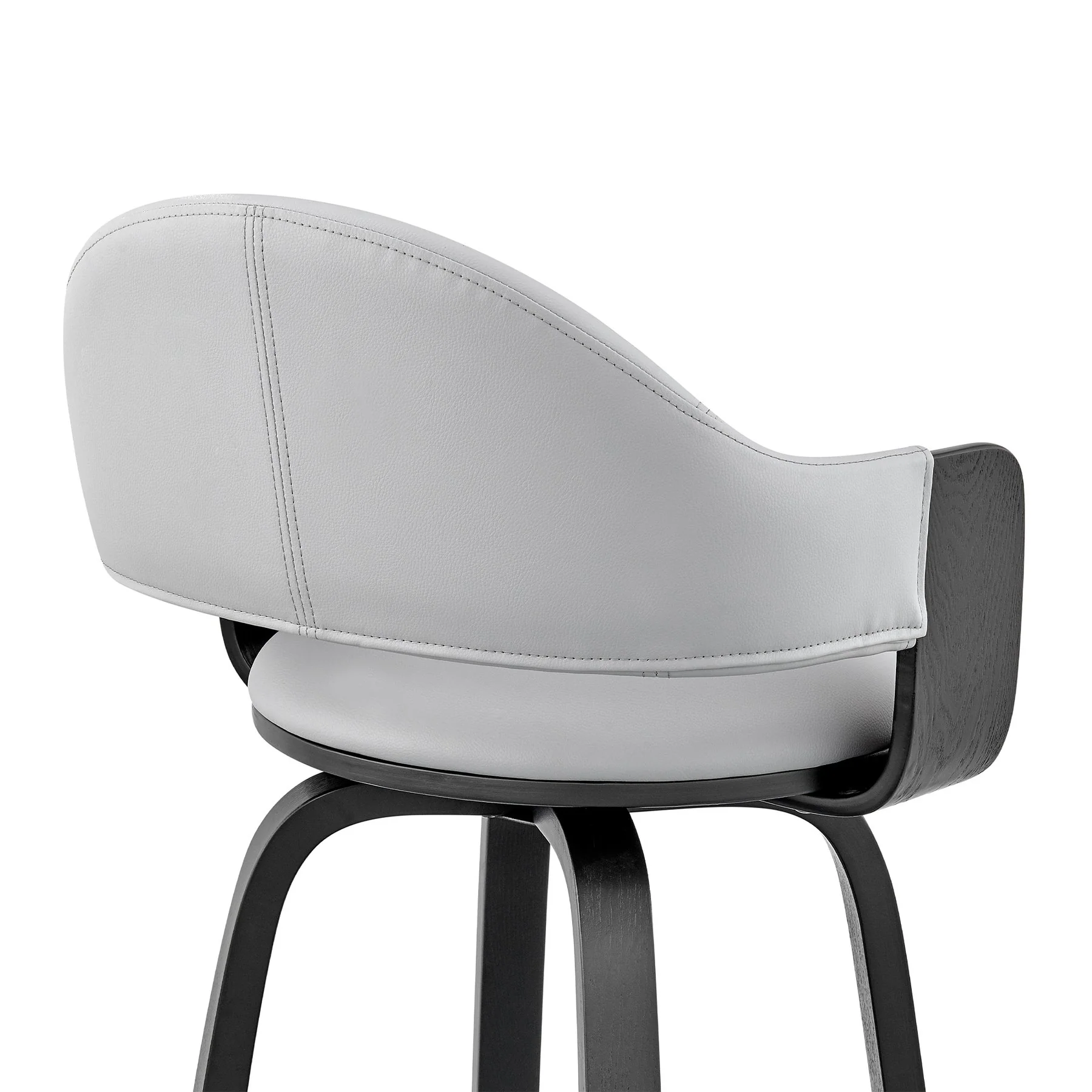 Daxton 30" Gray Faux Leather and Black Wood Bar Stool - Image 7