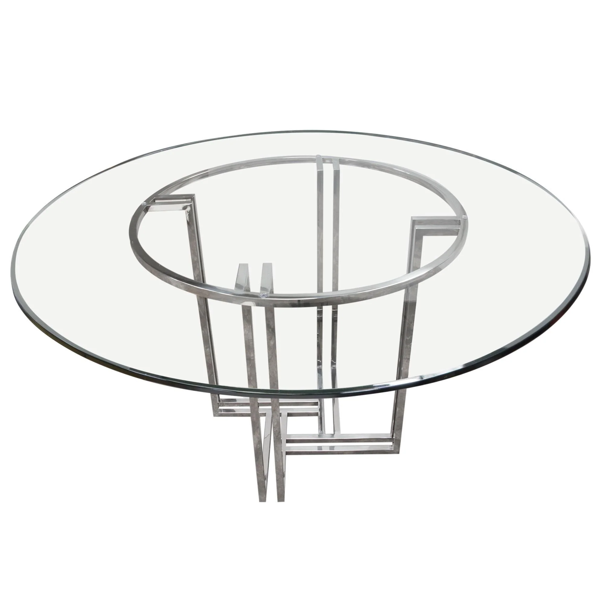 DEKO Polished Stainless Steel Round Dining Table w/ Clear, Tempered Glass Top by Diamond Sofa - Image 4