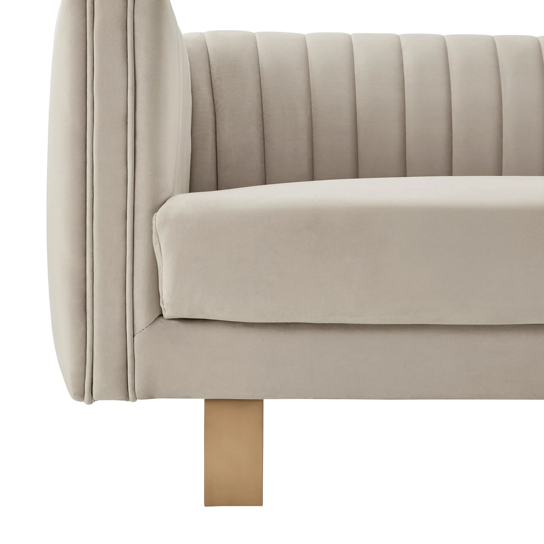 Delilah 86" Beige Velvet Square Arm Sofa with Gold Legs - Image 5