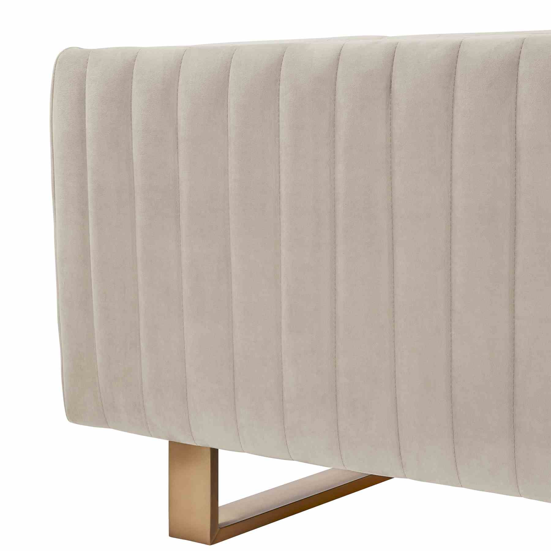 Delilah 86" Beige Velvet Square Arm Sofa with Gold Legs - Image 6