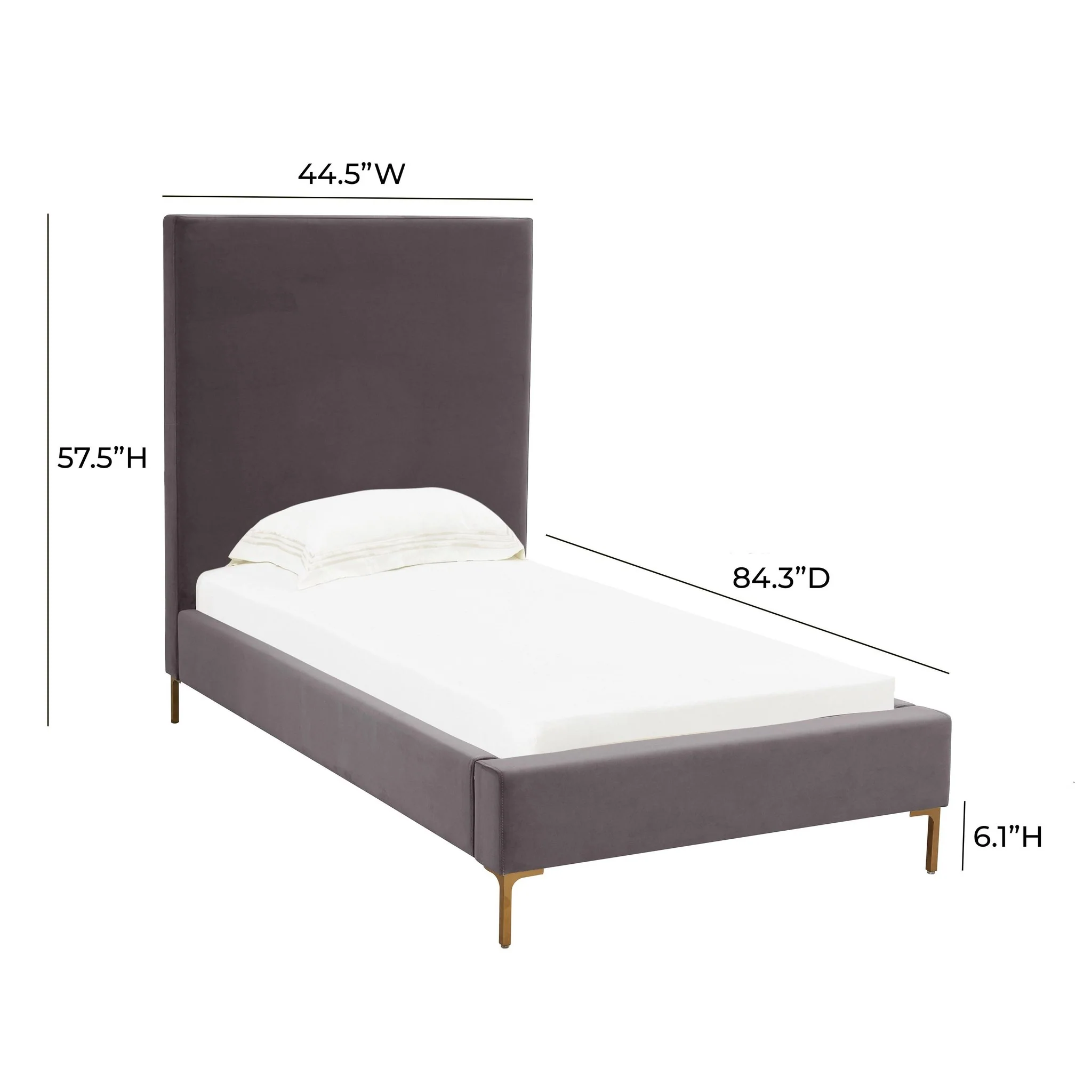 Delilah Grey Velvet Bed in Twin - Image 2