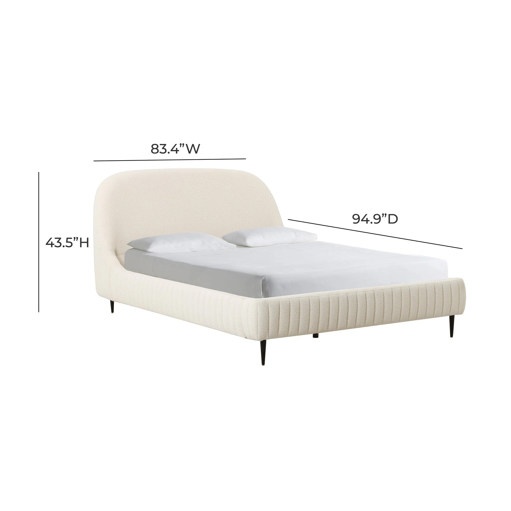 Denise Cream Boucle Bed in King - Image 6