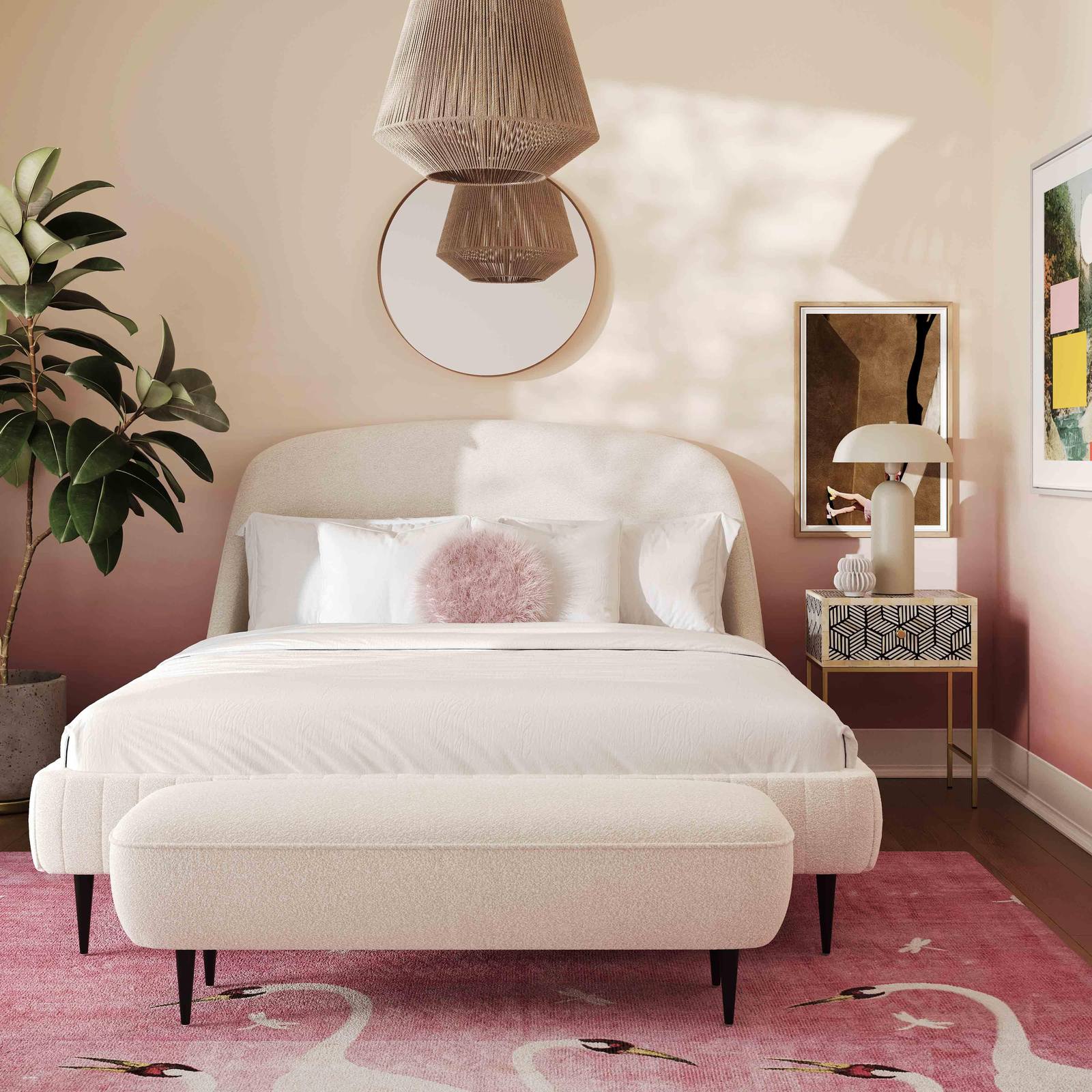 Denise Cream Boucle Bed in Queen - Image 2