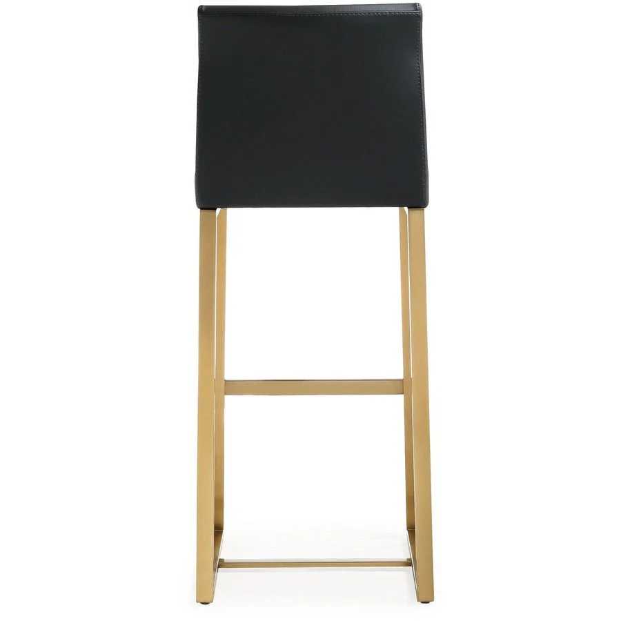 Denmark Black Performance Vegan Leather and Gold Steel Barstool - Set of 2 - Image 6