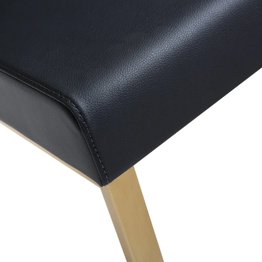 Denmark Black Performance Vegan Leather and Gold Steel Barstool - Set of 2 - Image 7