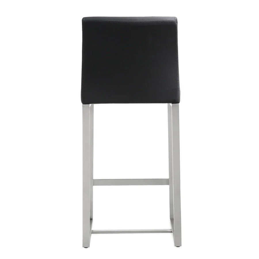 Denmark Black Performance Vegan Leather and Stainless Steel Counter Stool - Set of 2 - Image 6