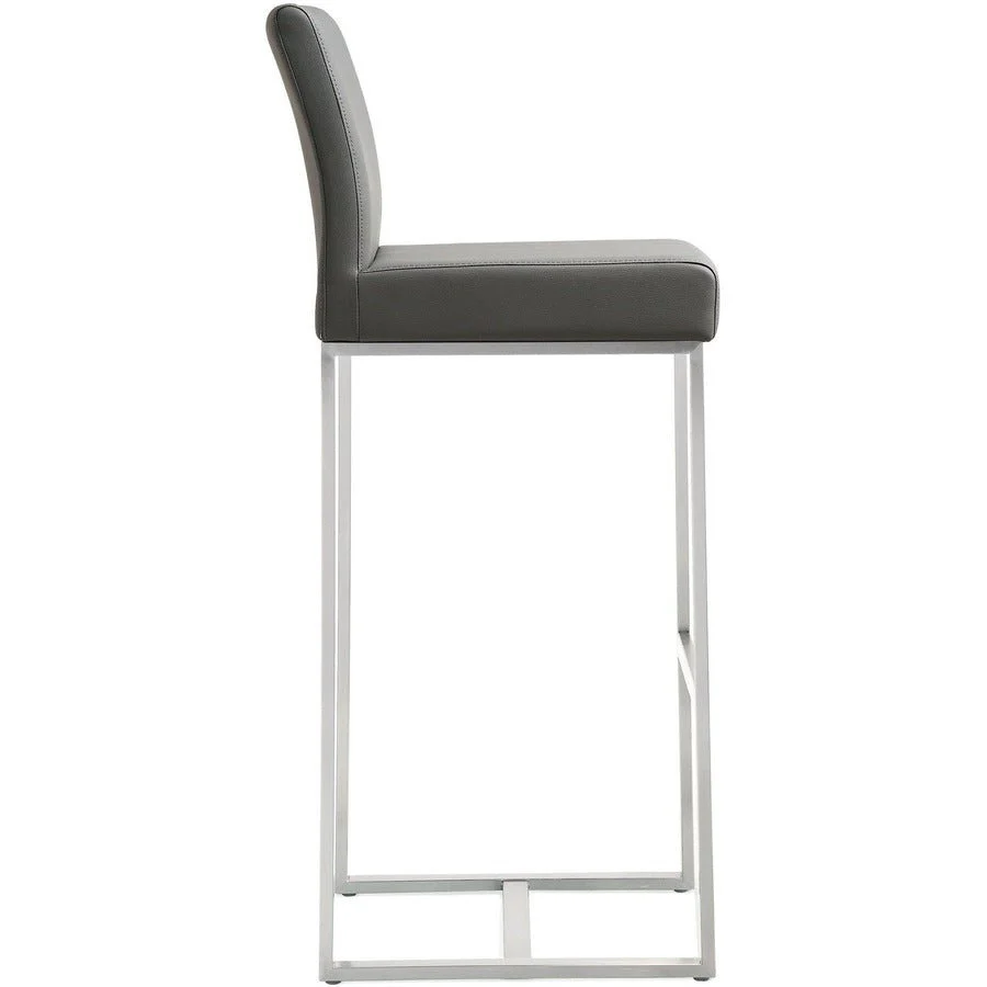 Denmark Grey Performance Vegan Leather and Stainless Steel Barstool - Set of 2 - Image 4