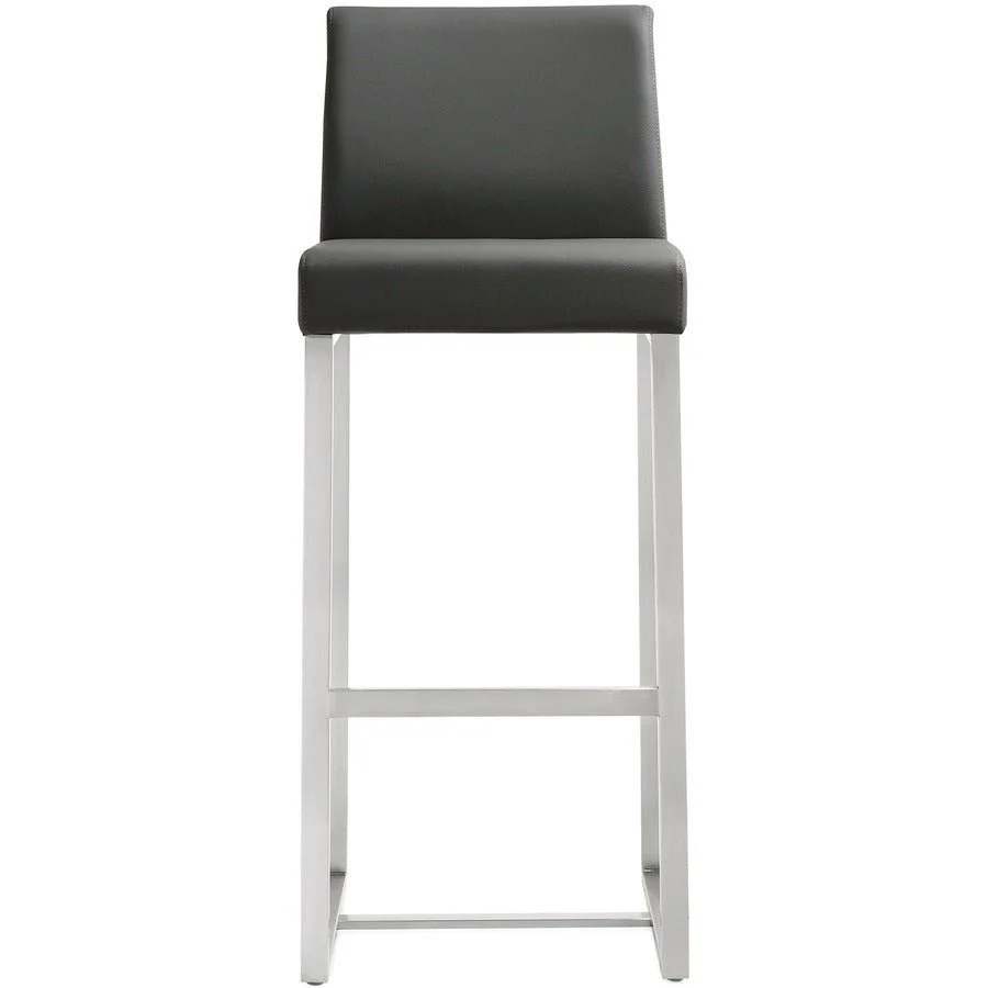 Denmark Grey Performance Vegan Leather and Stainless Steel Barstool - Set of 2 - Image 5