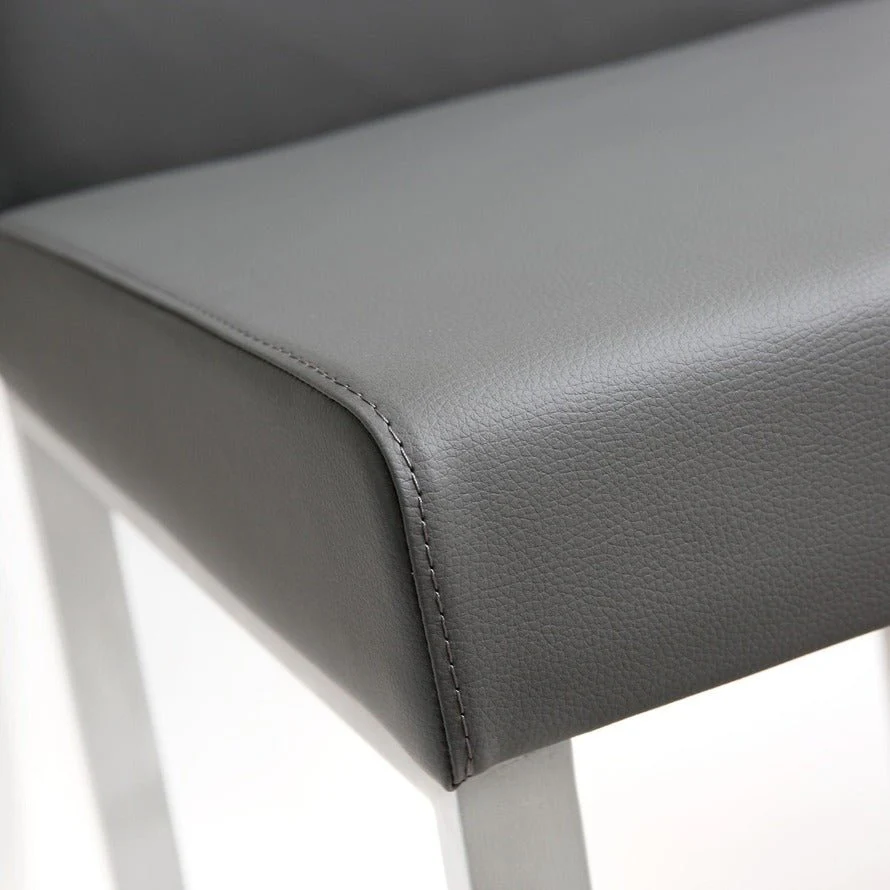 Denmark Grey Performance Vegan Leather and Stainless Steel Counter Stool - Set of 2 - Image 7