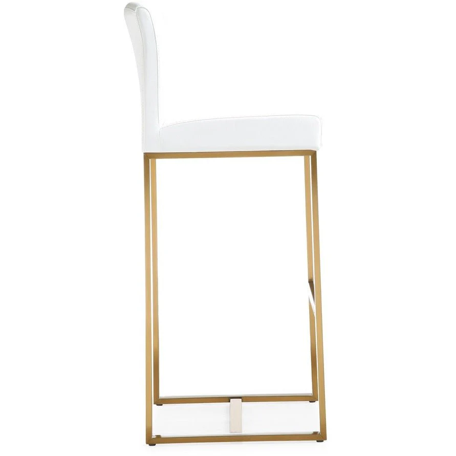 Denmark White Performance Vegan Leather and Gold Steel Barstool - Set of 2 - Image 5