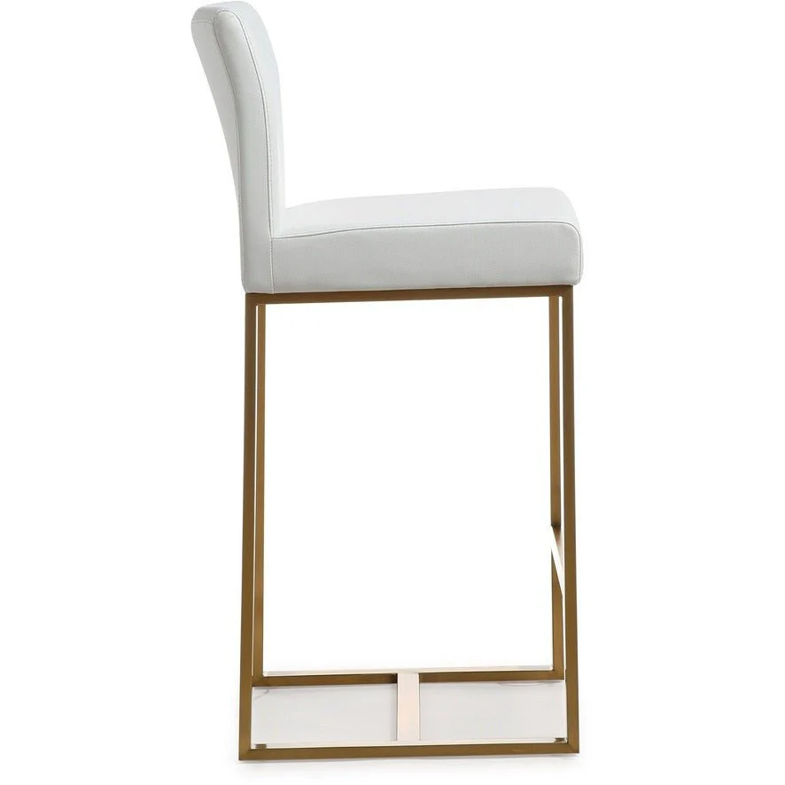 Denmark White Performance Vegan Leather and Gold Steel Counter Stool - Set of 2 - Image 5