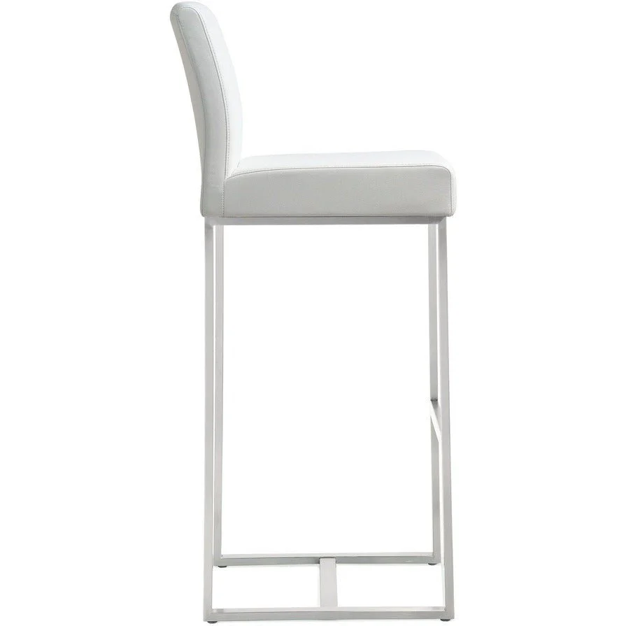 Denmark White Performance Vegan Leather and Stainless Steel Barstool - Set of 2 - Image 4