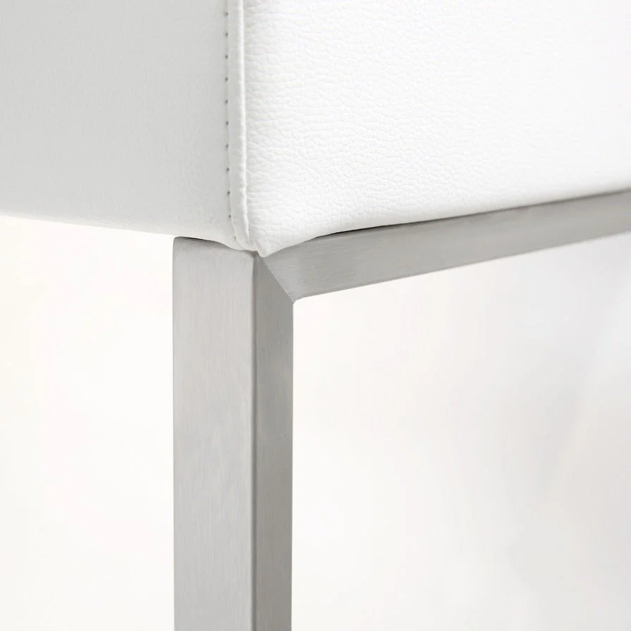 Denmark White Performance Vegan Leather and Stainless Steel Barstool - Set of 2 - Image 8