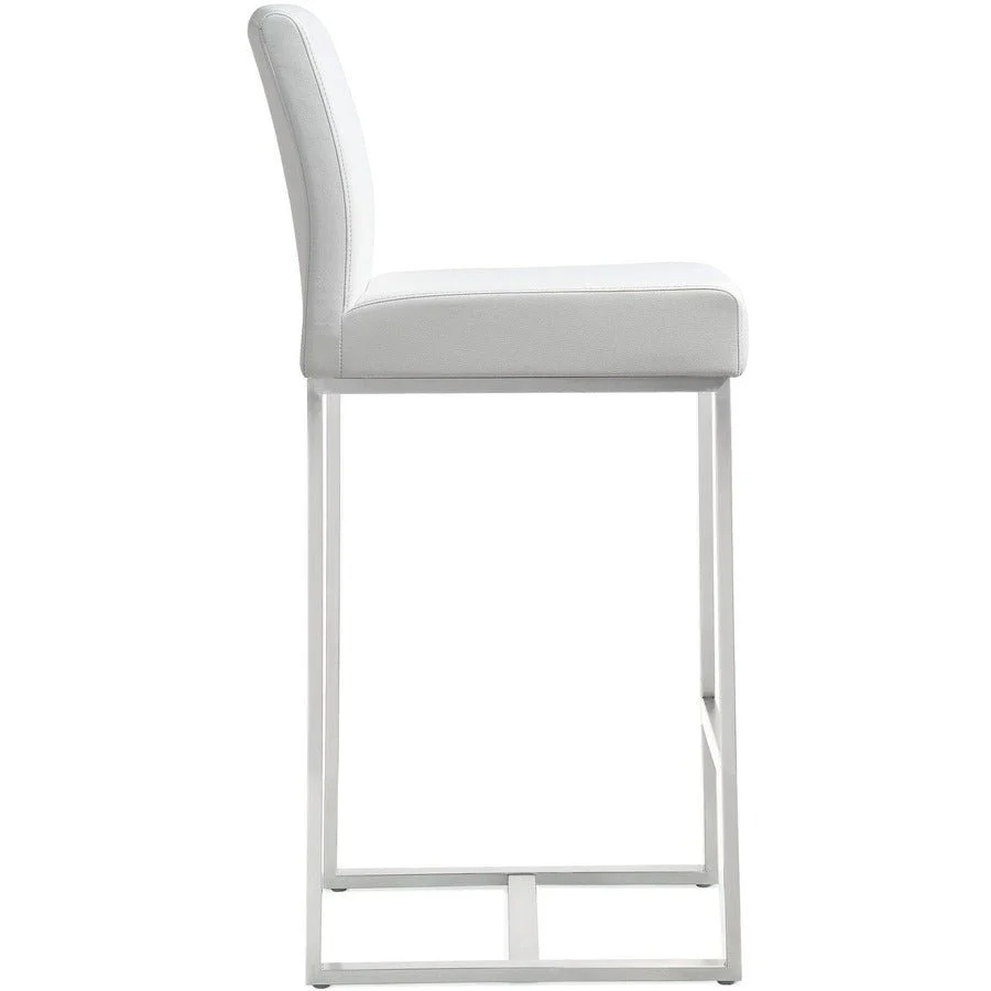 Denmark White Performance Vegan Leather and Stainless Steel Counter Stool - Set of 2 - Image 4