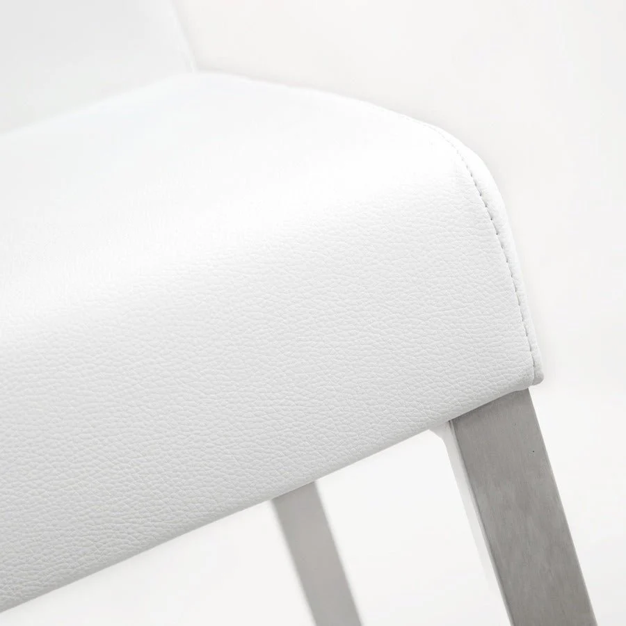 Denmark White Performance Vegan Leather and Stainless Steel Counter Stool - Set of 2 - Image 8