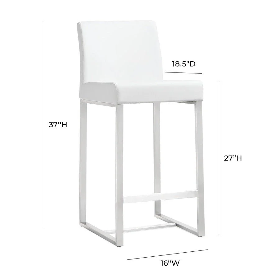 Denmark White Performance Vegan Leather and Stainless Steel Counter Stool - Set of 2 - Image 9