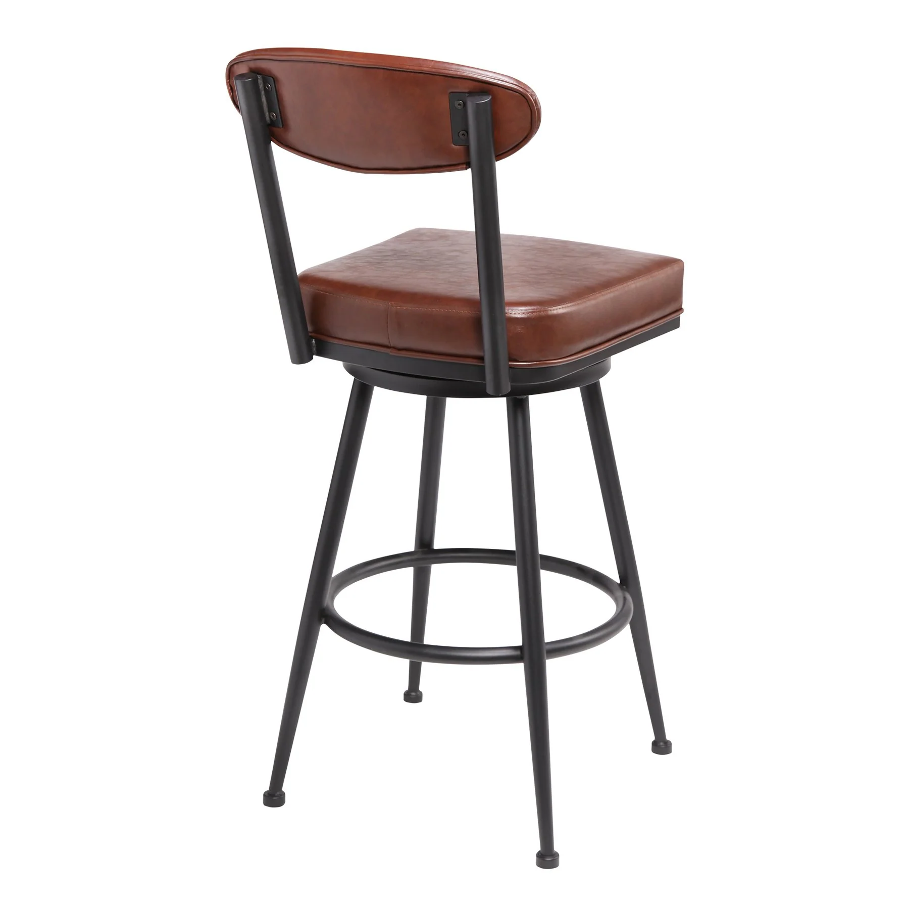 Denver Contemporary 26" Counter Height Barstool in Black Finish and Vintage Coffee Faux Leather - Image 2