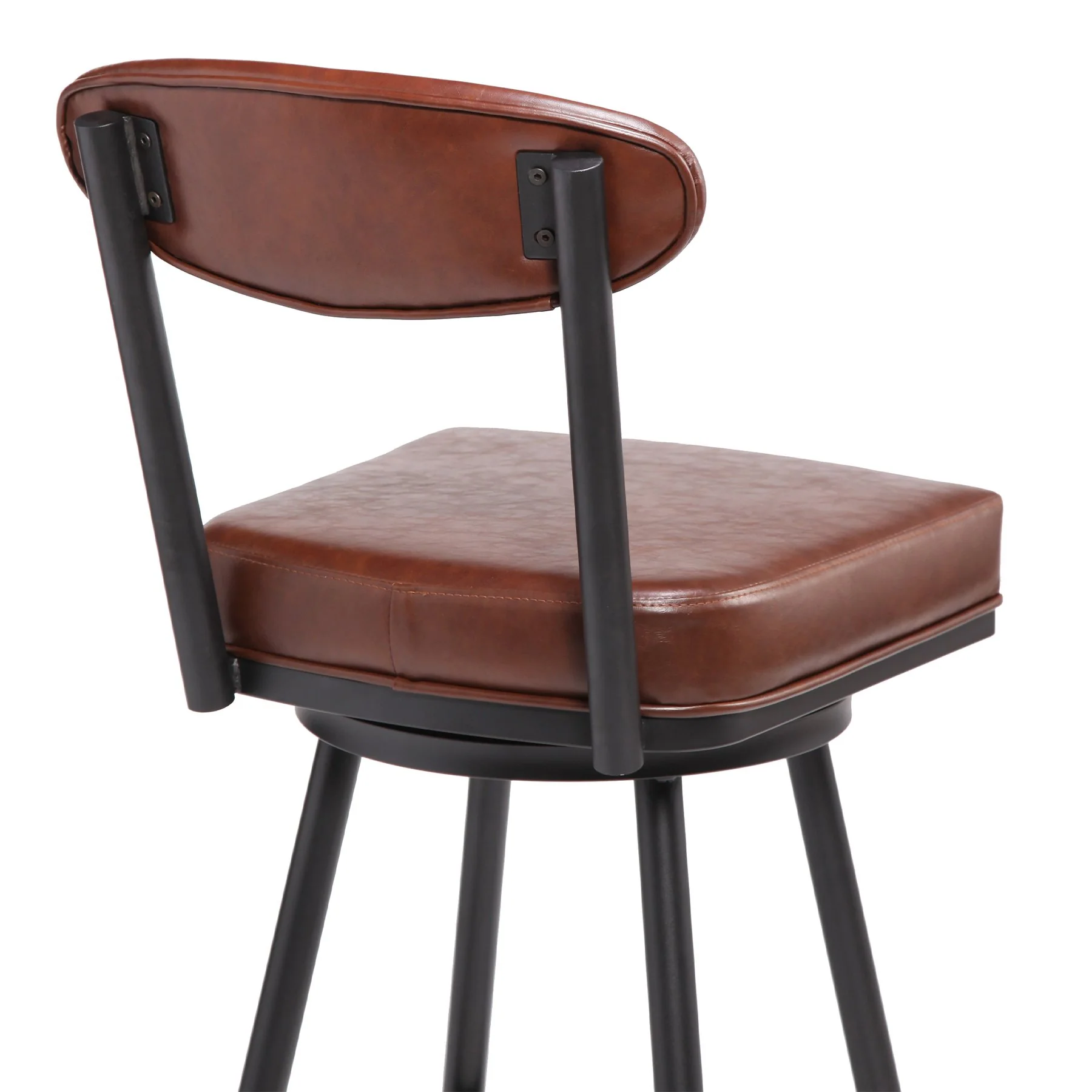 Denver Contemporary 26" Counter Height Barstool in Black Finish and Vintage Coffee Faux Leather - Image 4