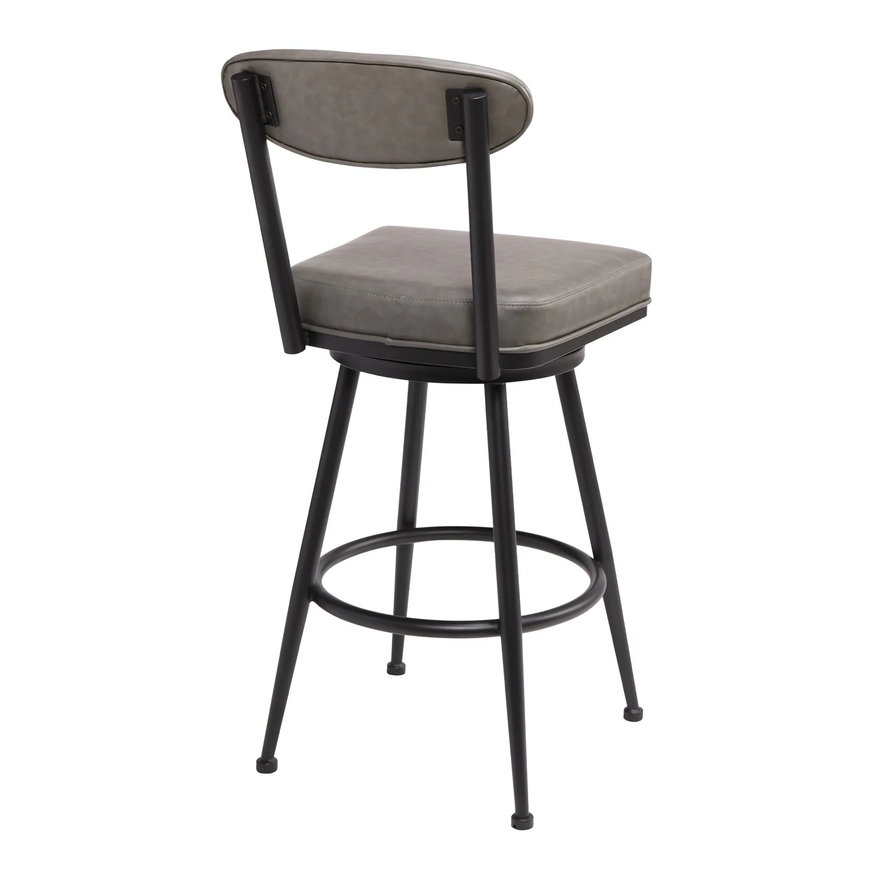 Denver Contemporary 26" Counter Height Barstool in Black Finish and Vintage Gray Faux Leather - Image 2