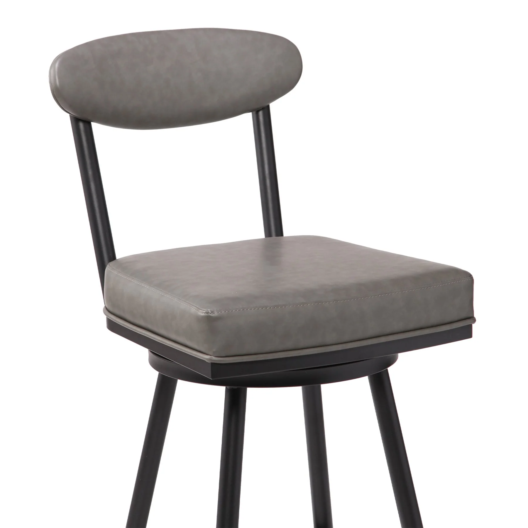 Denver Contemporary 26" Counter Height Barstool in Black Finish and Vintage Gray Faux Leather - Image 3