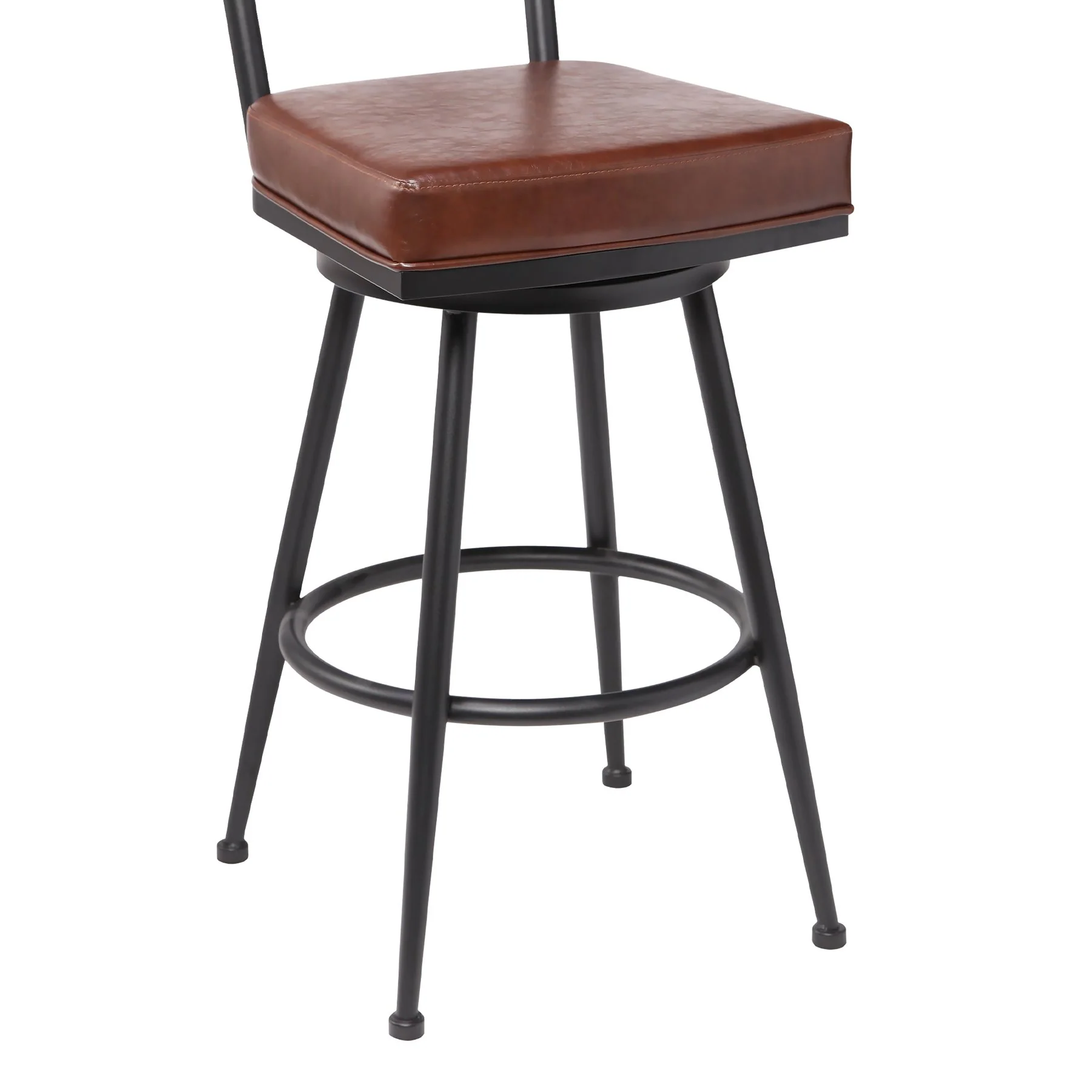 Denver Contemporary 30" Bar Height Barstool in Black Finish and Vintage Coffee Faux Leather - Image 4