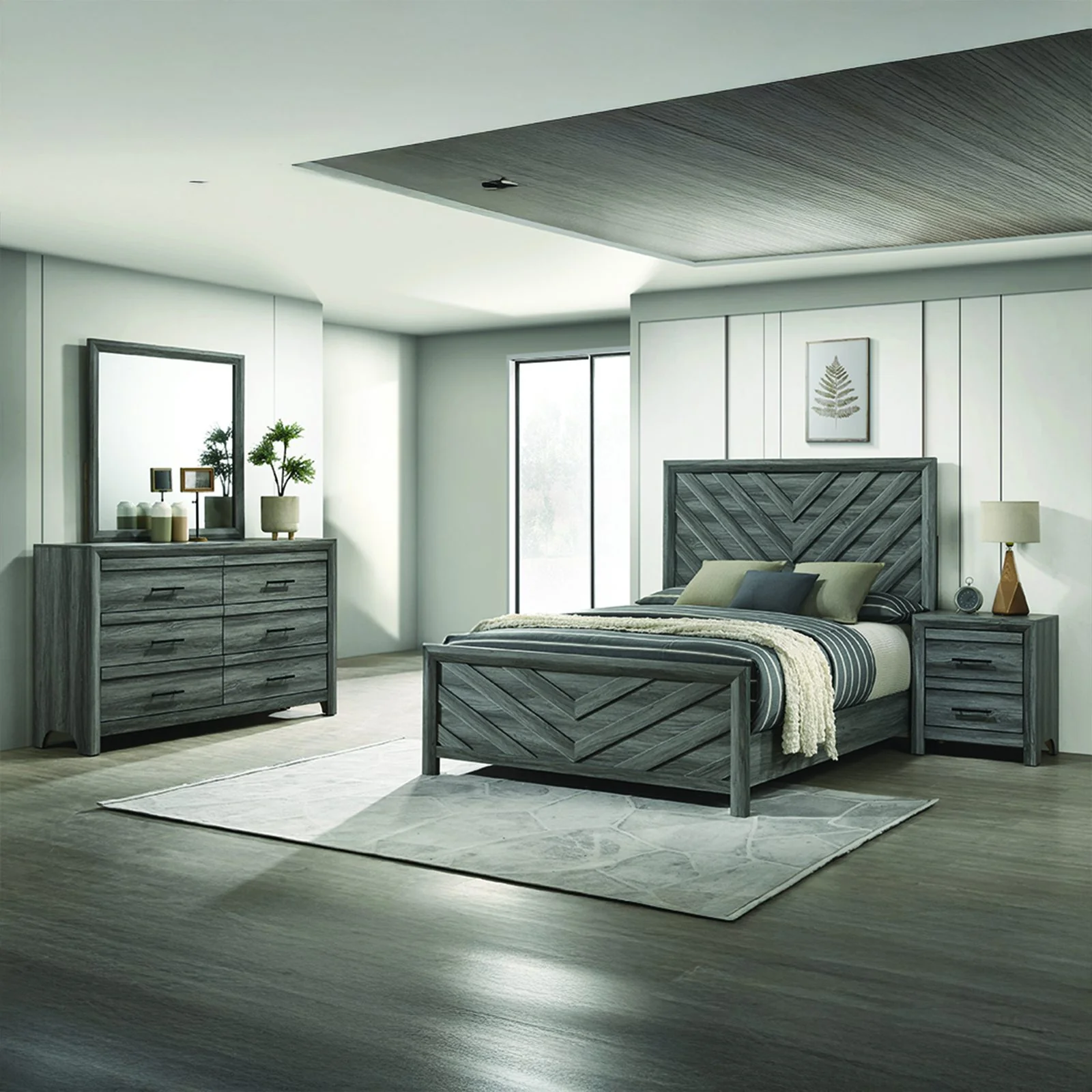 Denver King 4 Pc Bedroom Set Gray - Image 21