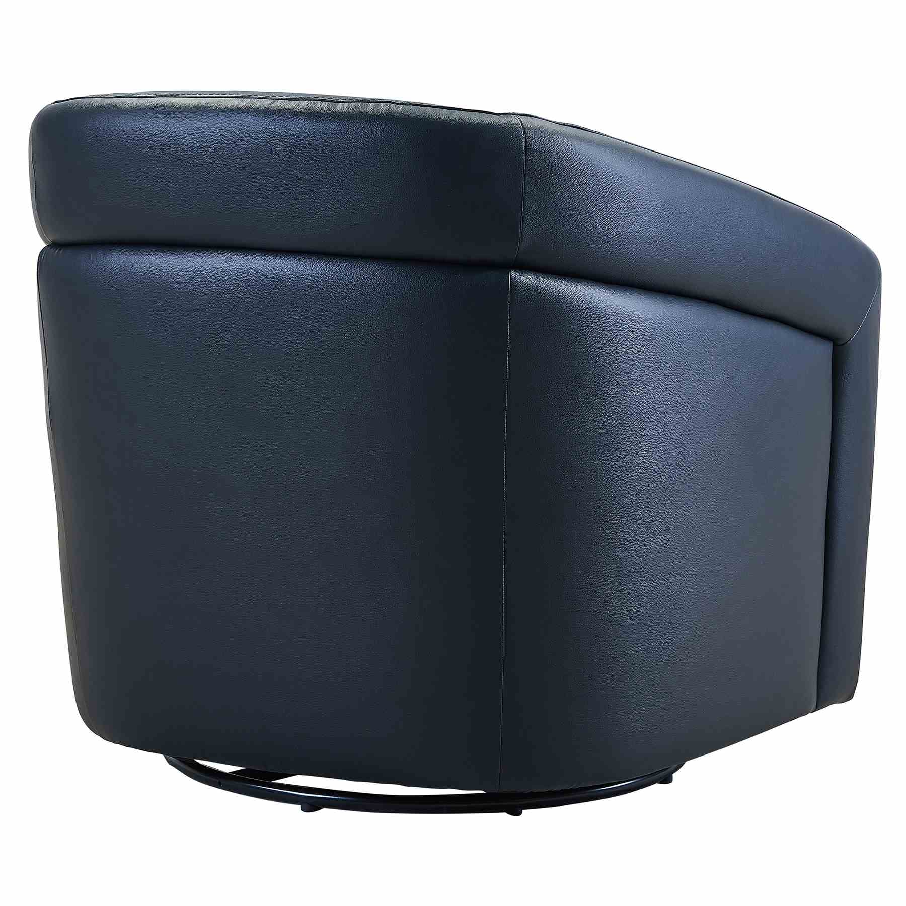 Desi Contemporary Swivel Accent Chair in Black Genuine Leather - Image 3