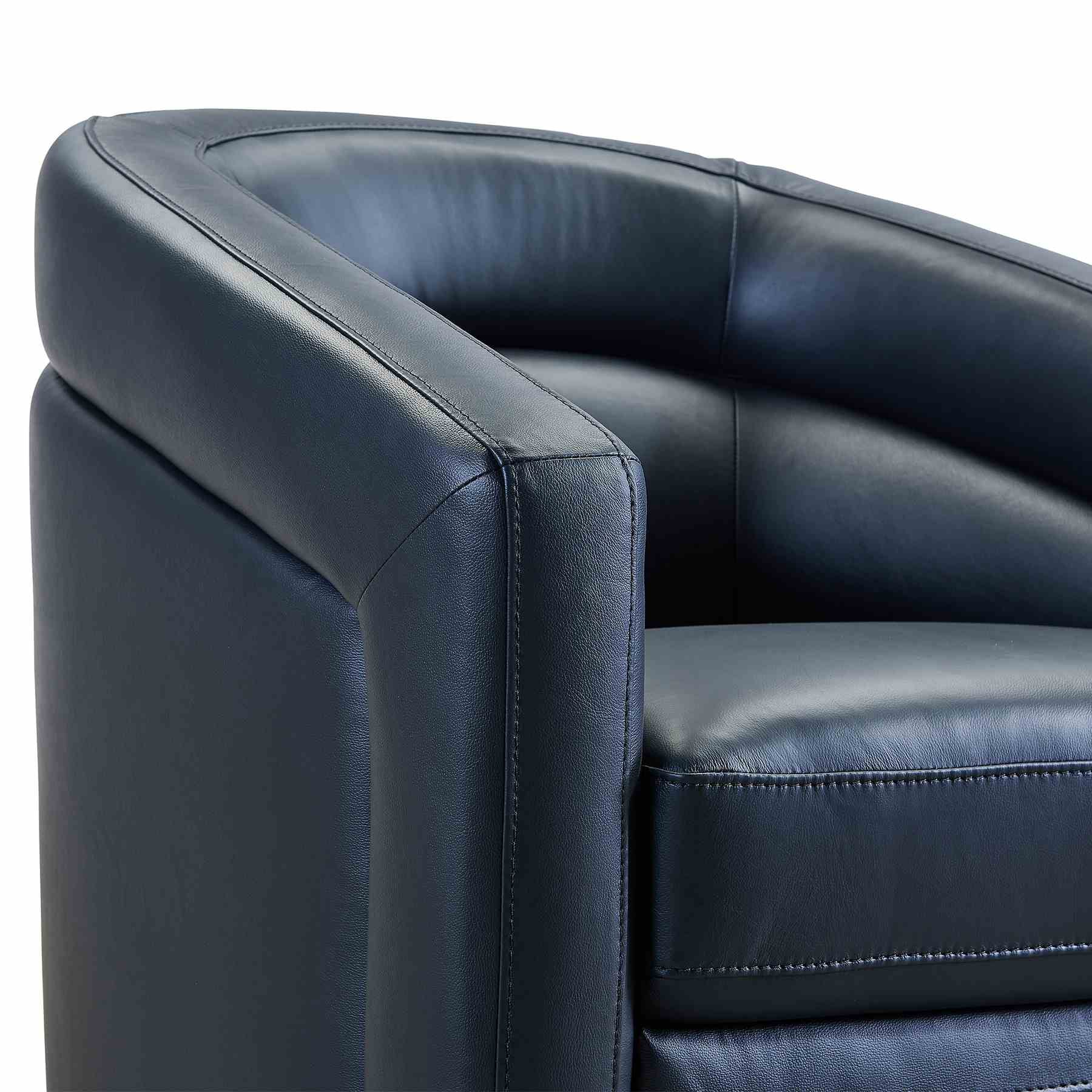 Desi Contemporary Swivel Accent Chair in Black Genuine Leather - Image 4