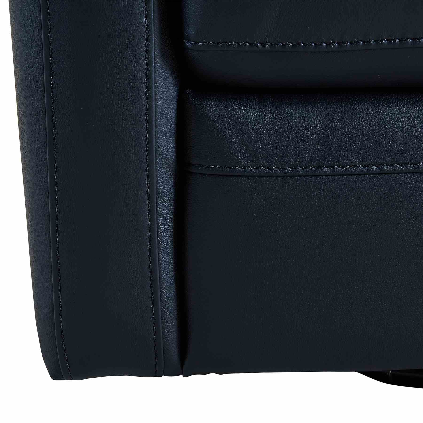 Desi Contemporary Swivel Accent Chair in Black Genuine Leather - Image 5