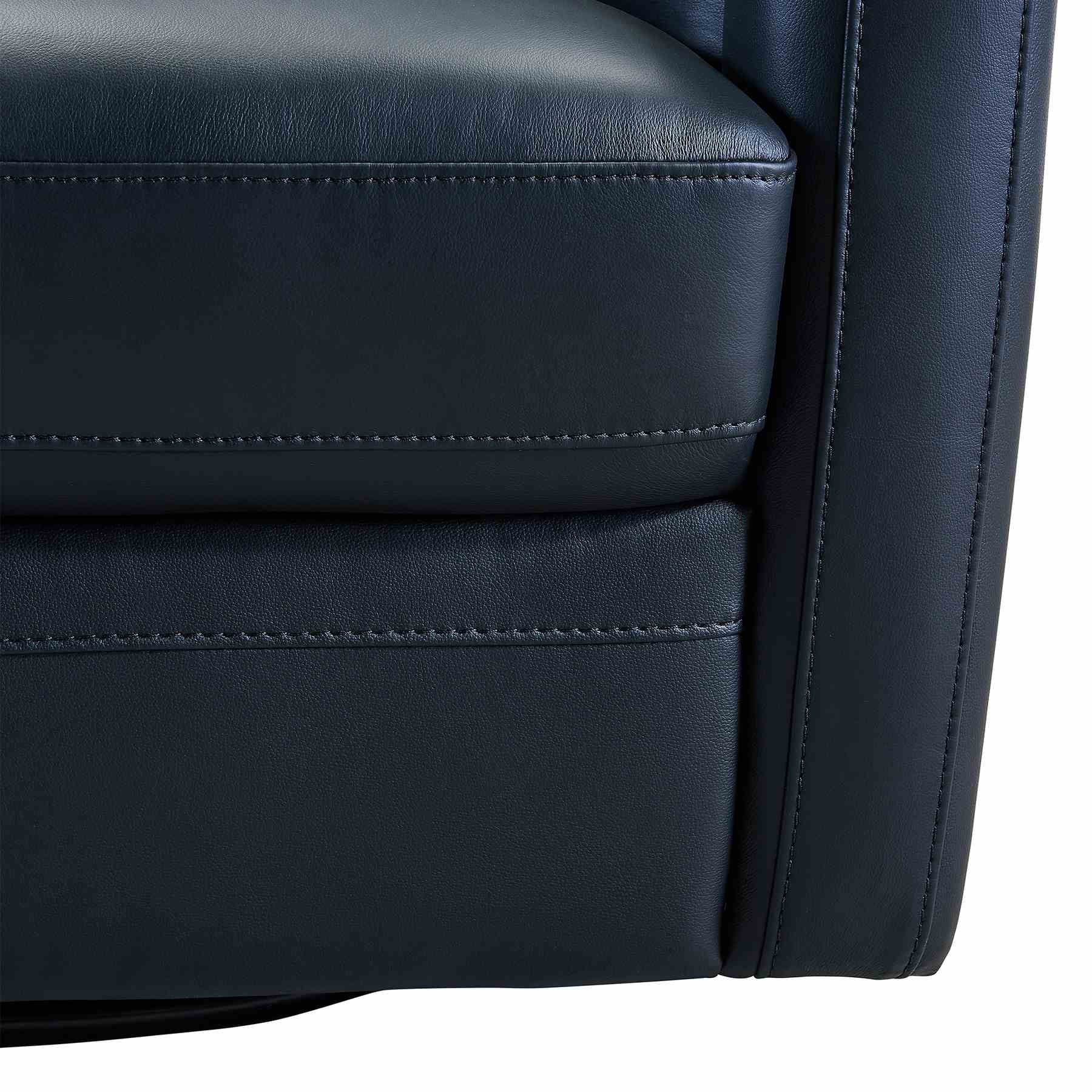 Desi Contemporary Swivel Accent Chair in Black Genuine Leather - Image 6