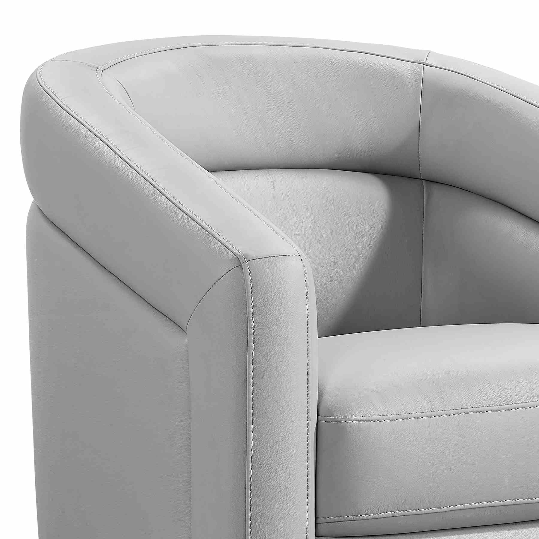 Desi Contemporary Swivel Accent Chair in Dove Gray Genuine Leather - Image 5