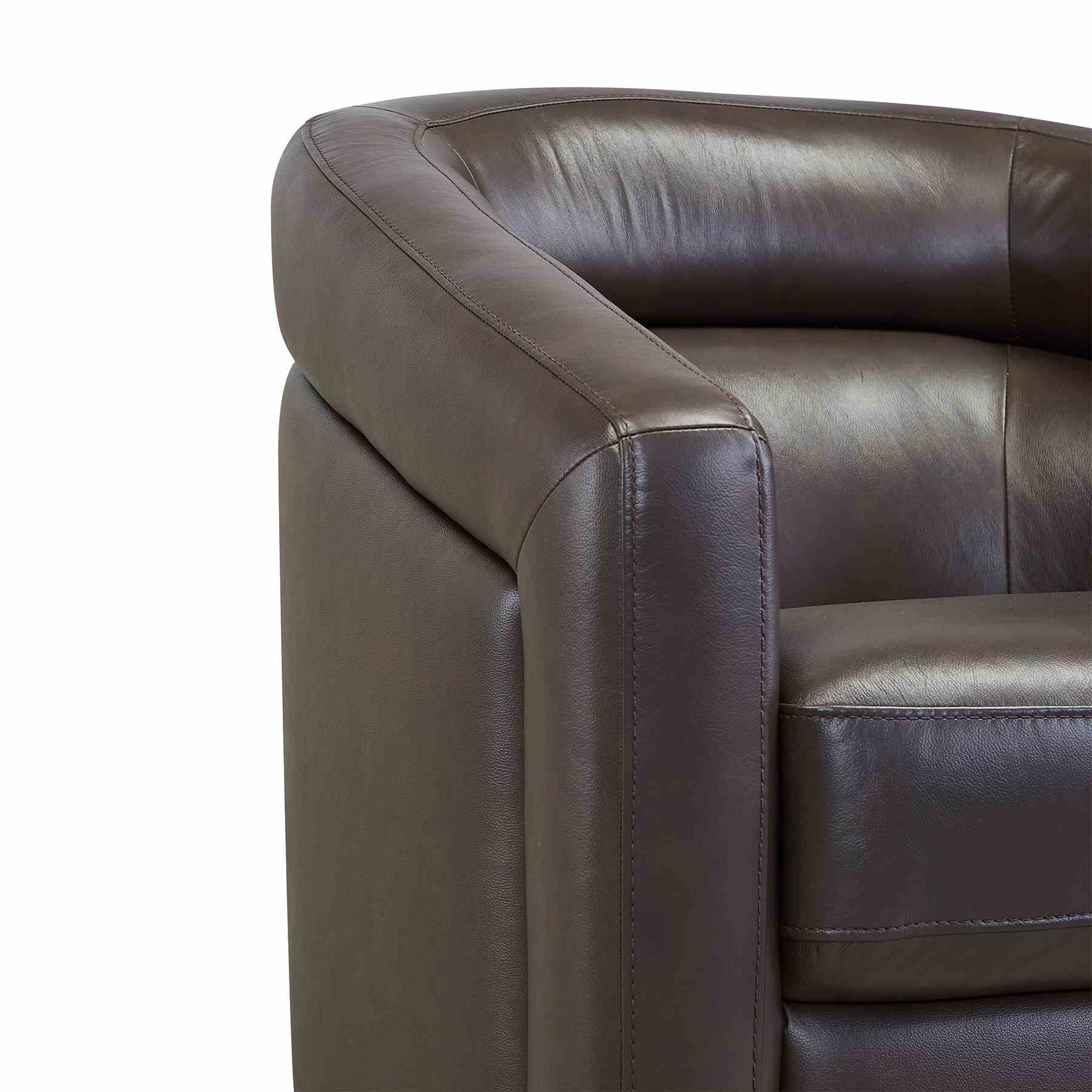 Desi Contemporary Swivel Accent Chair in Espresso Genuine Leather - Image 4