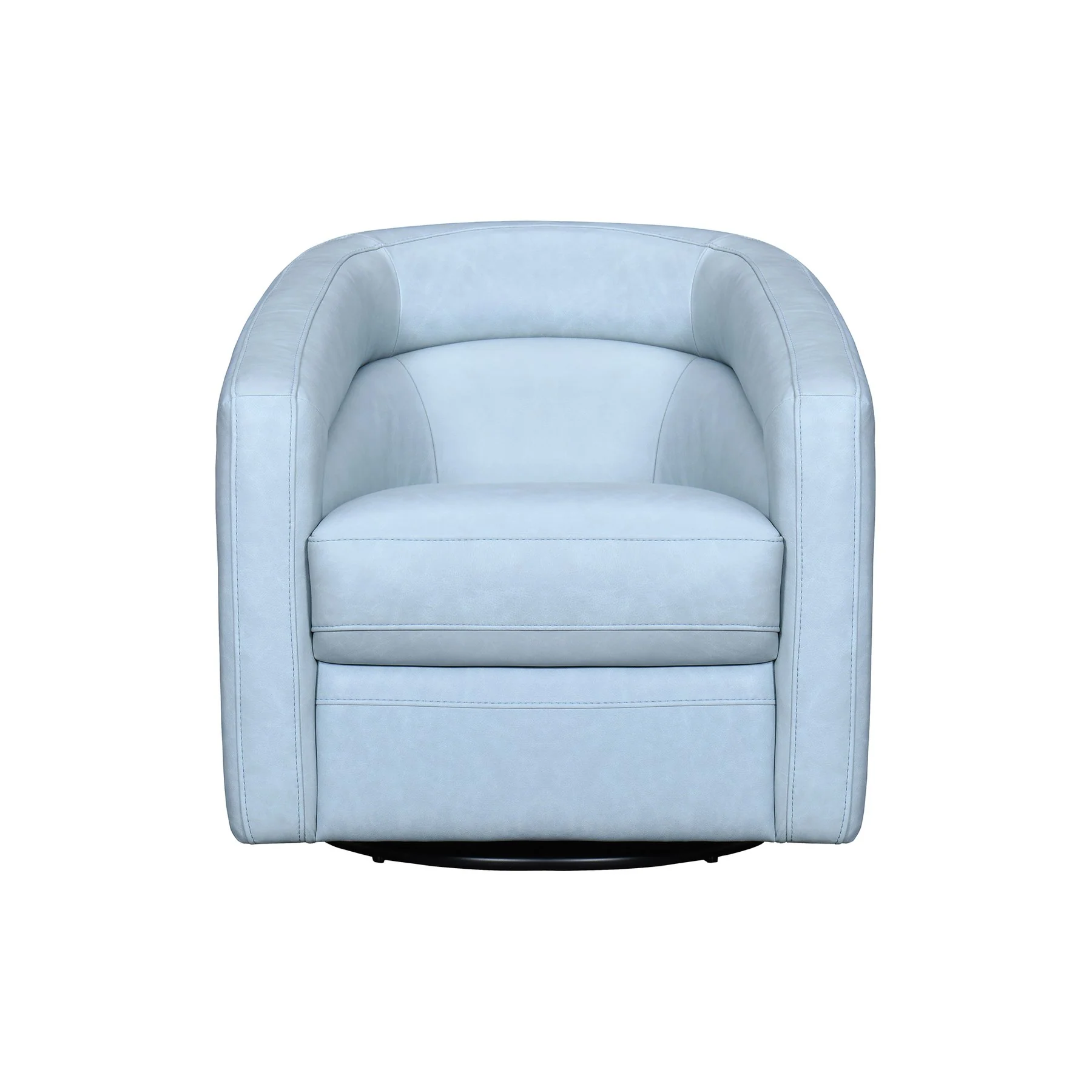 Desi Sky Blue Leather Swivel Accent Chair - Image 2