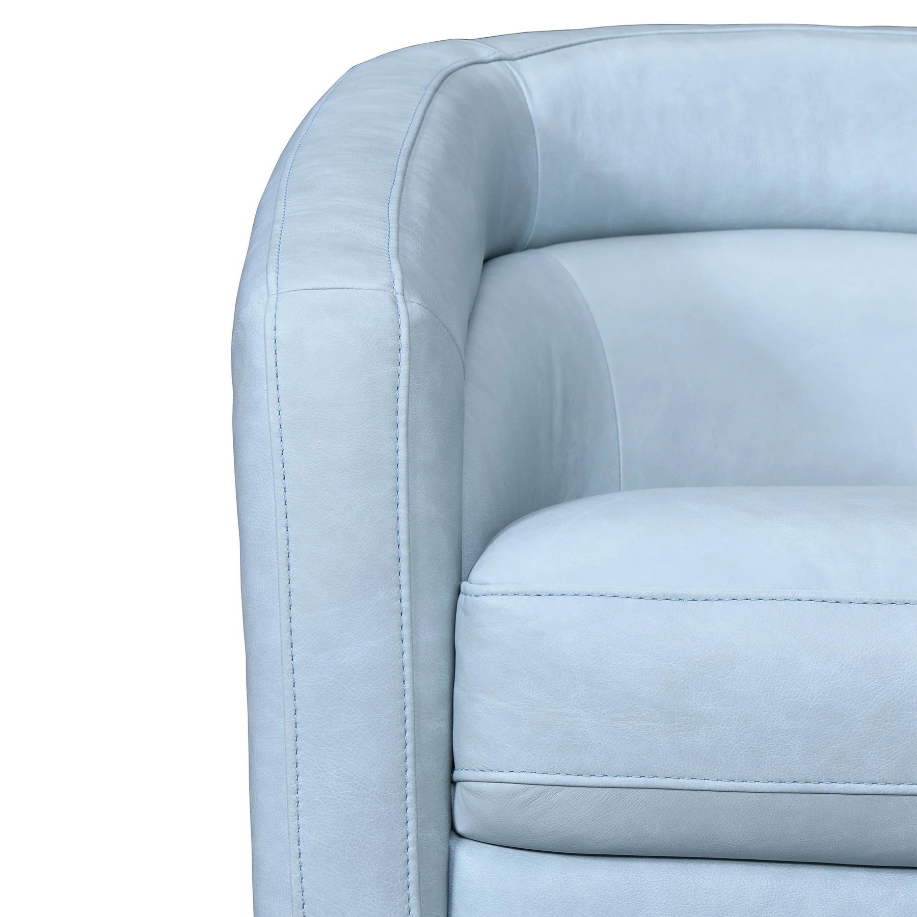 Desi Sky Blue Leather Swivel Accent Chair - Image 4