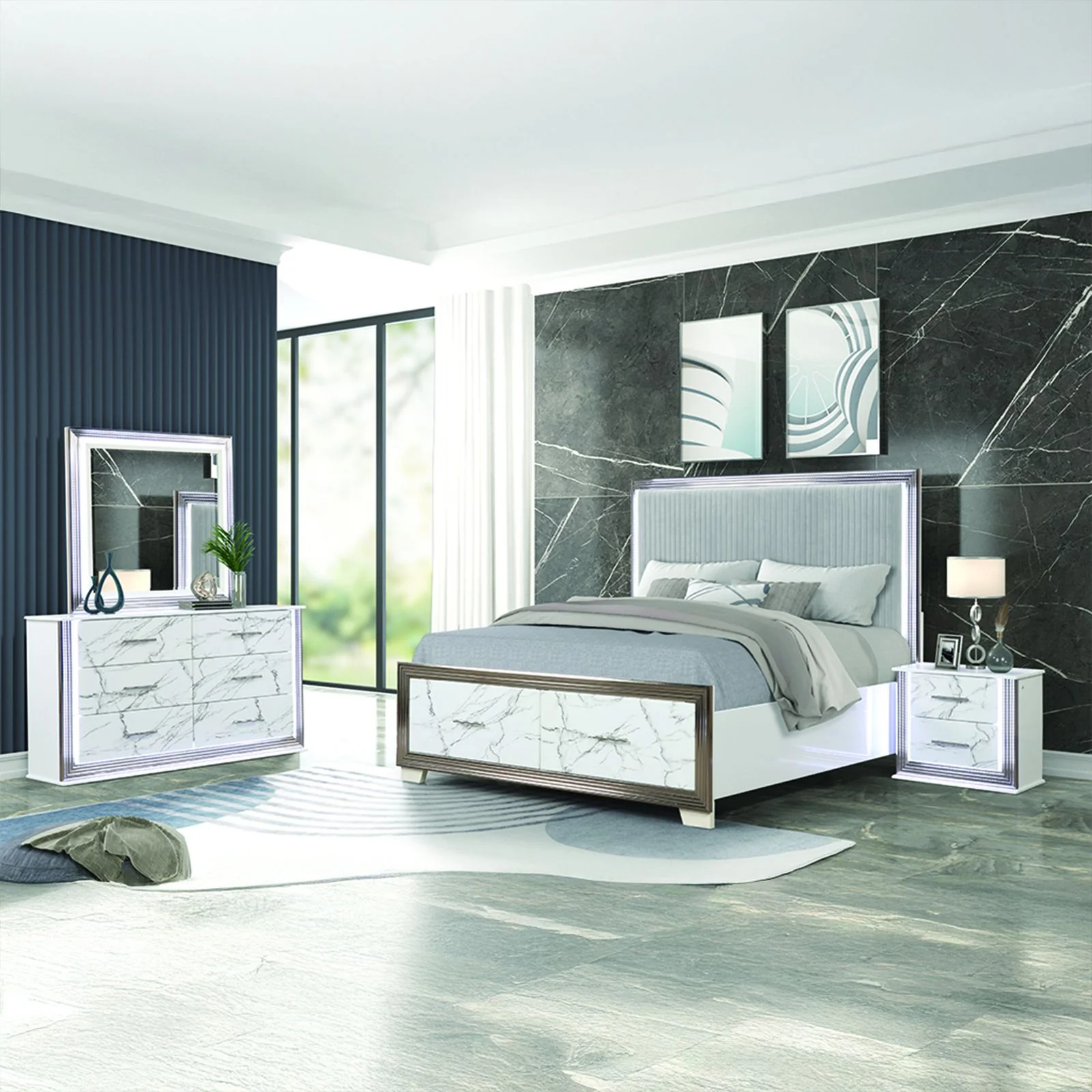 Desire Queen 4PC Bedroom Set White - Image 12
