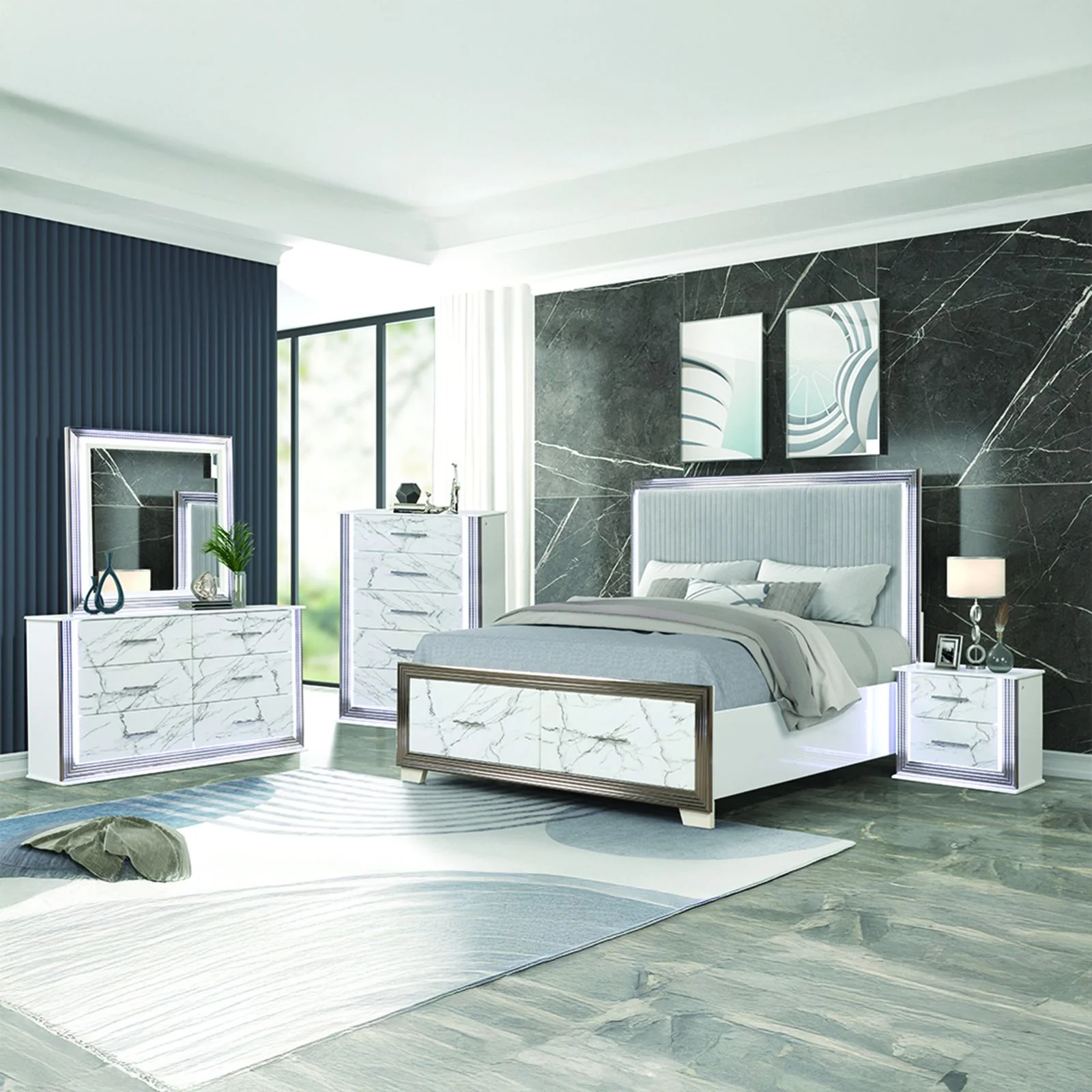 Desire Queen 5PC Bedroom Set White - Image 14