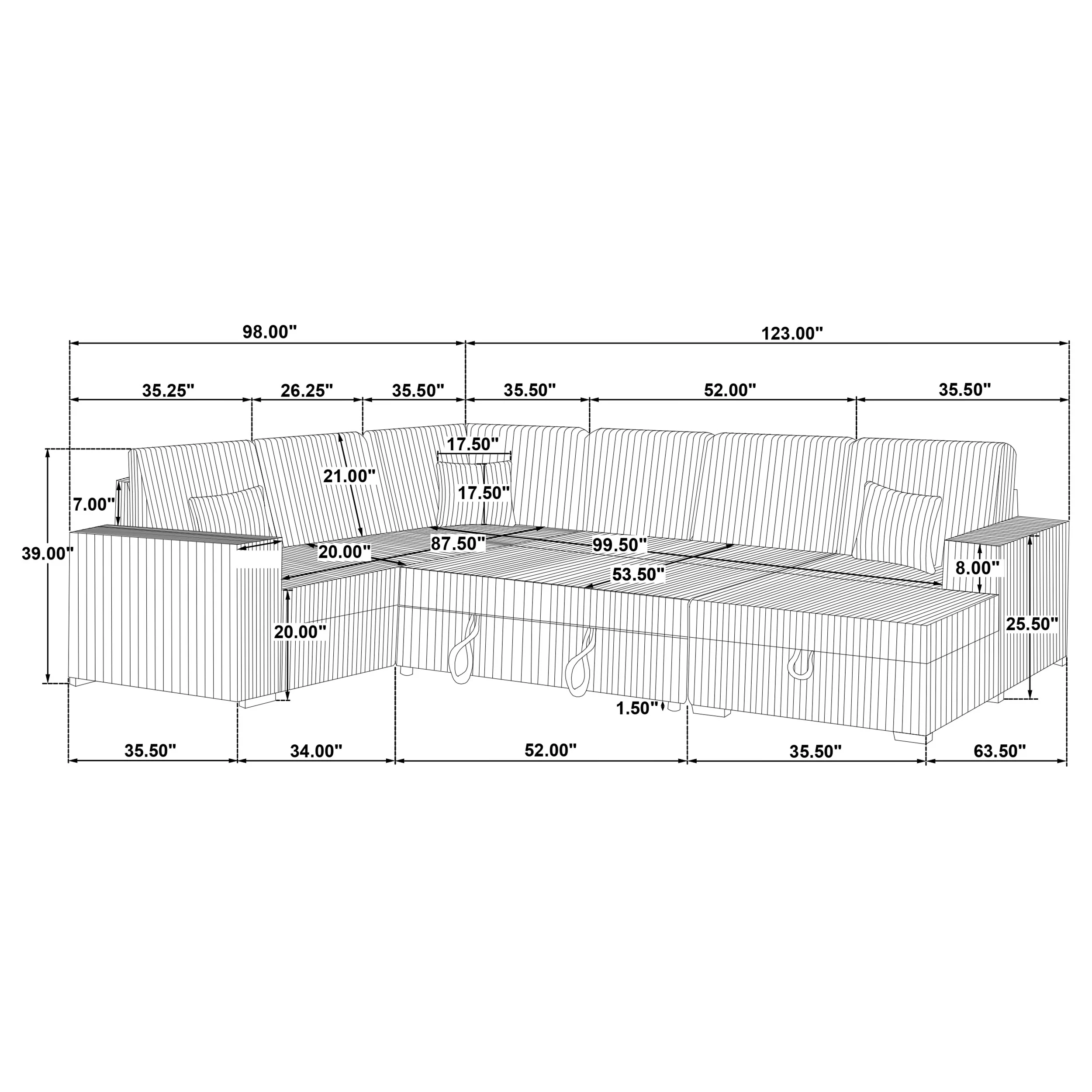 Devonshire Pull-Out Sleeper Sectional Sofa - Image 36