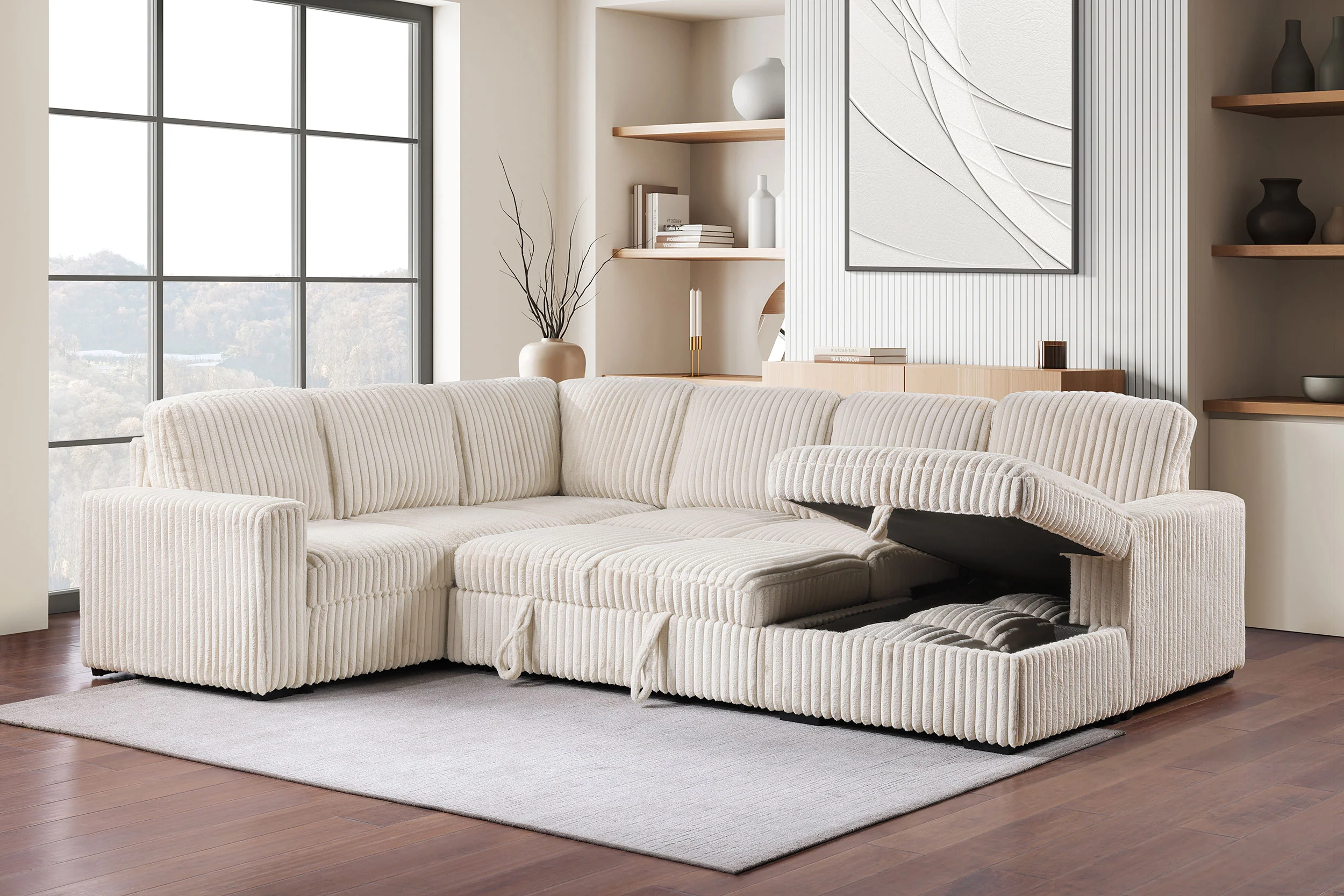 Devonshire Pull-Out Sleeper Sectional Sofa - Image 5