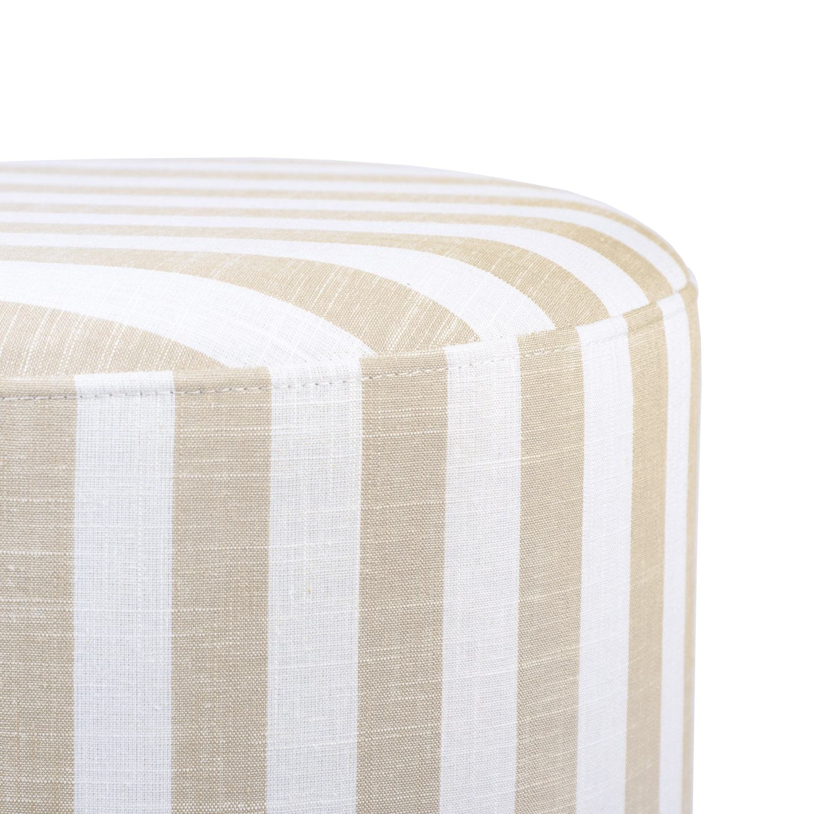 Dex Beige Striped Linen Ottoman - Image 5