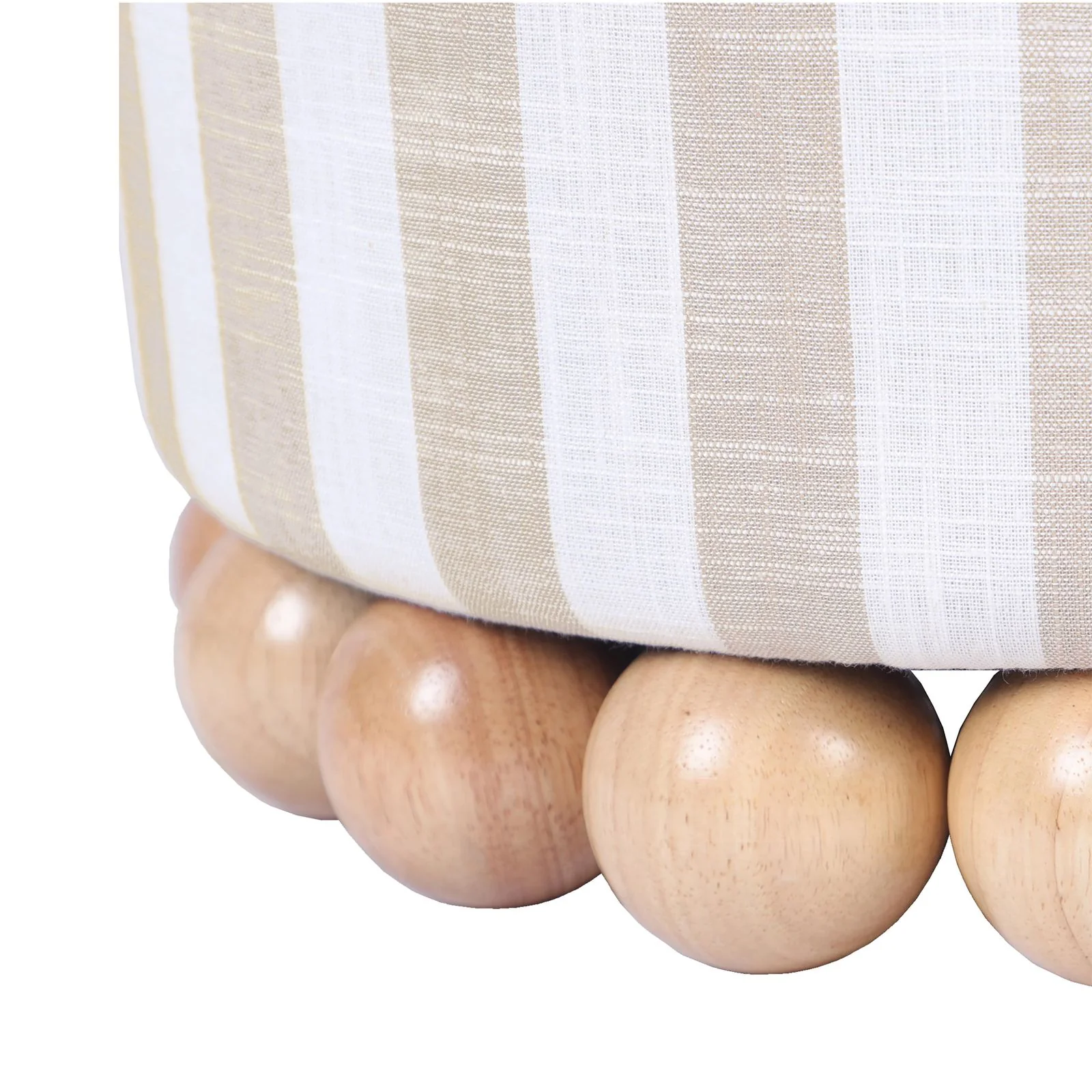Dex Beige Striped Linen Ottoman - Image 6