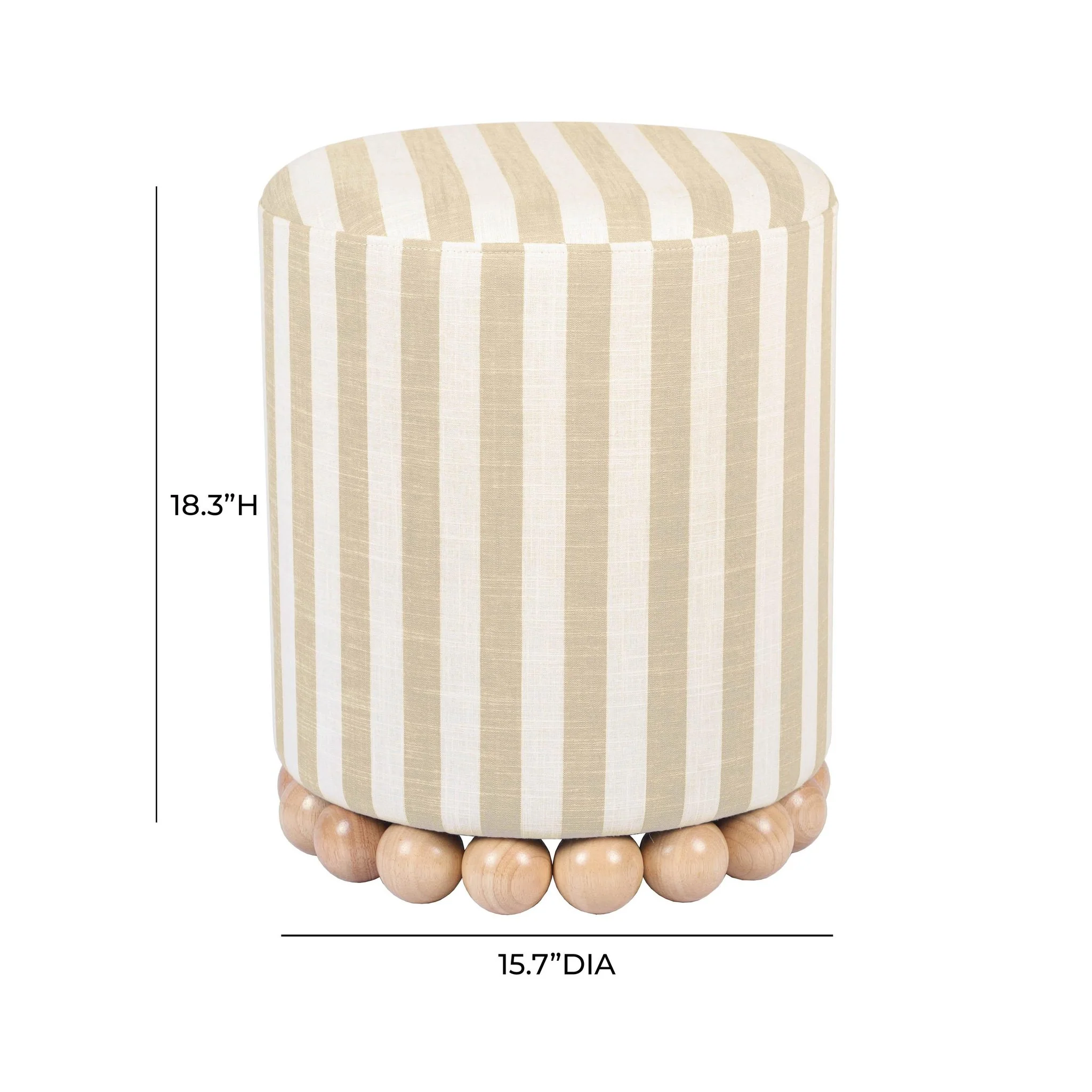 Dex Beige Striped Linen Ottoman - Image 7