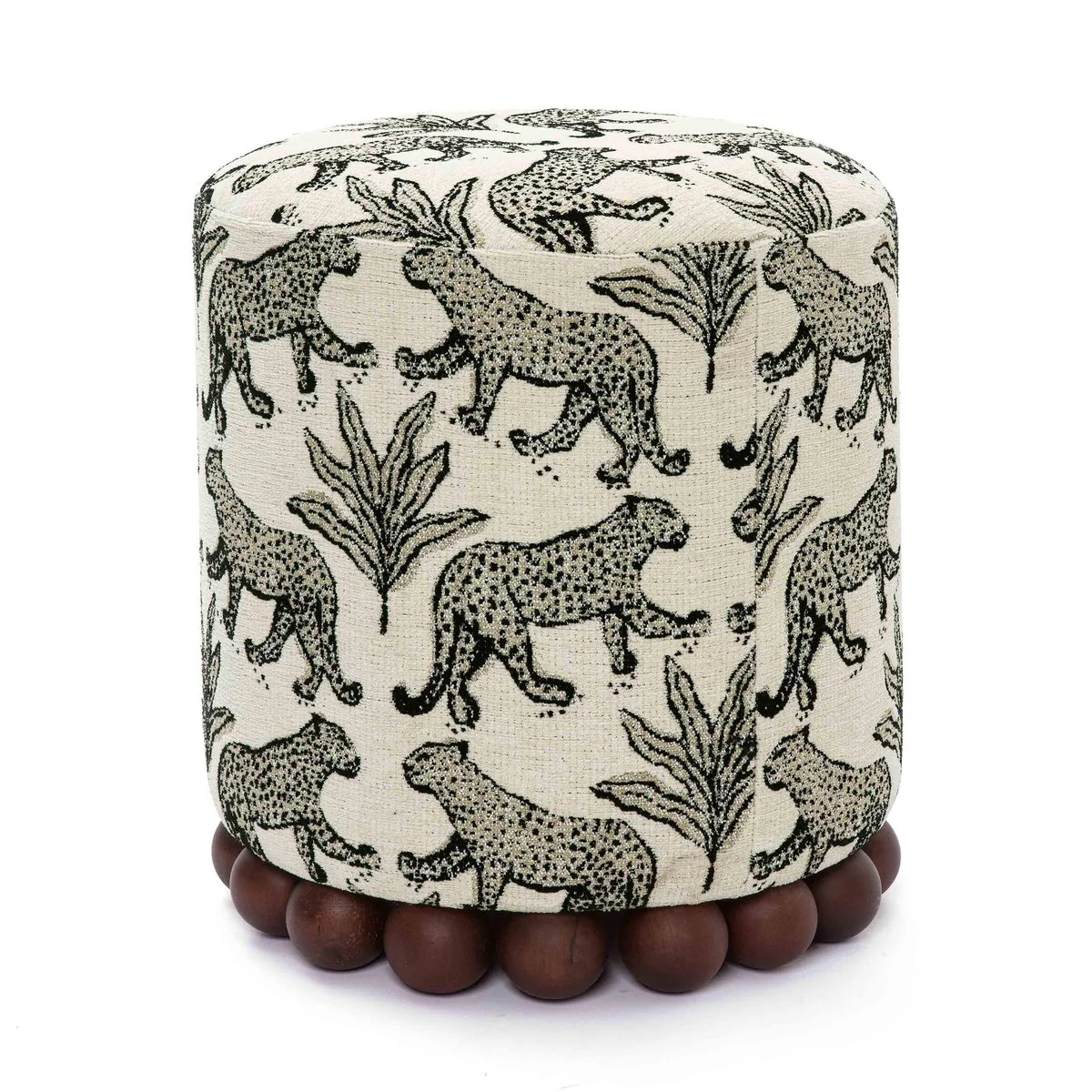 Dex Cream Leopard Jacquard Ottoman - Image 3