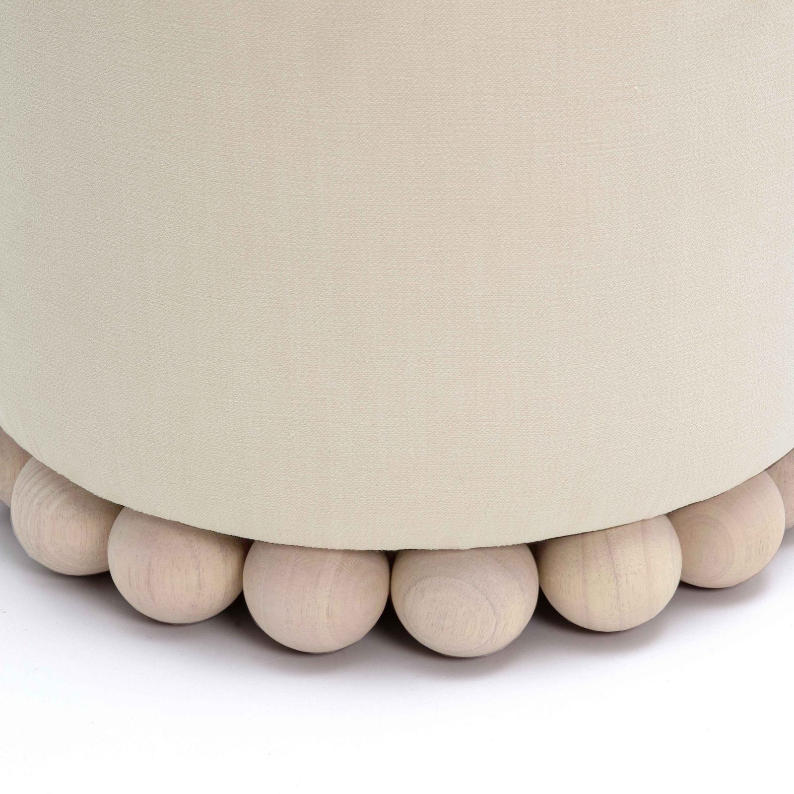 Dex Cream Upcycled Fabric Ottoman - Image 5
